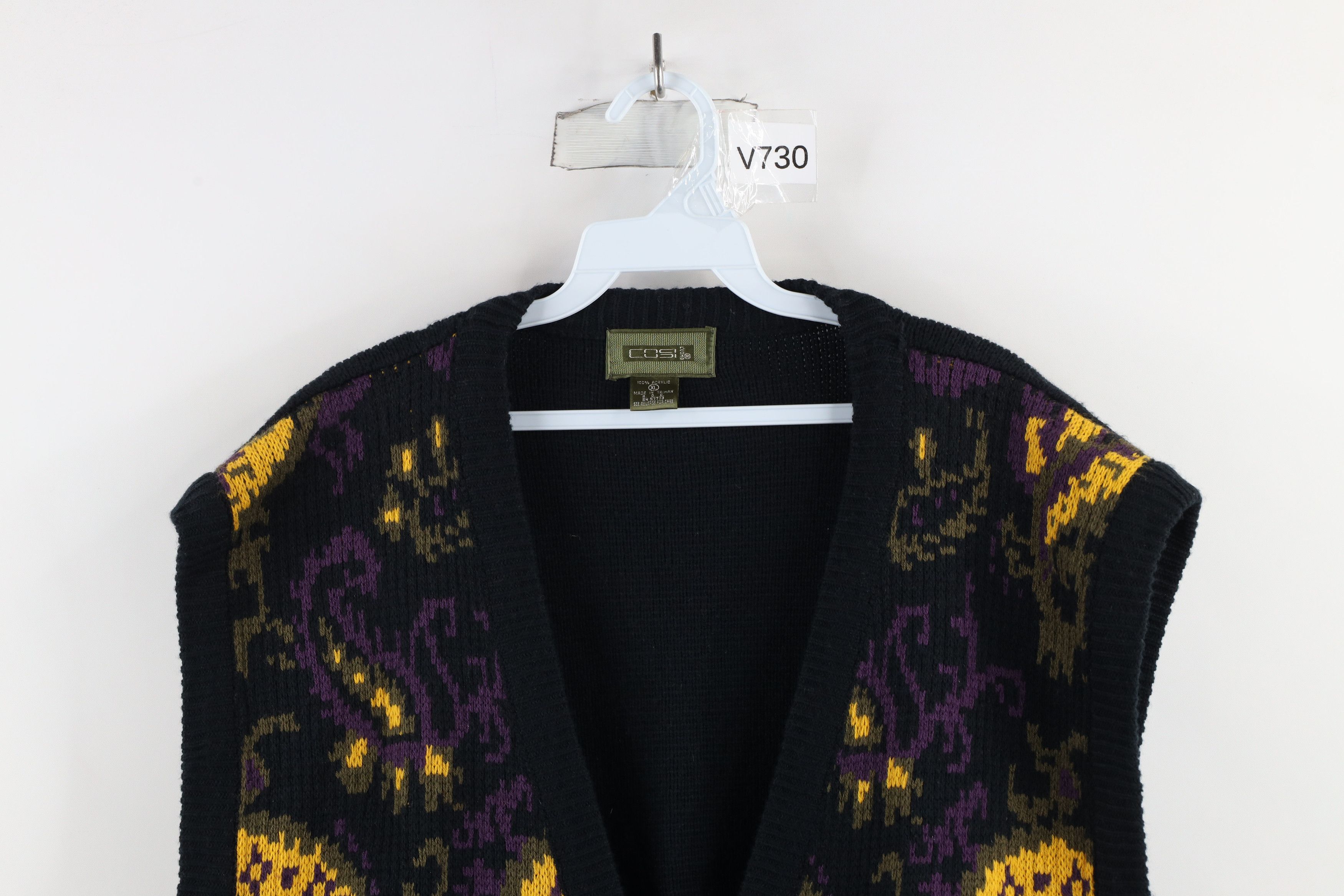 Vintage Vintage 90s Streetwear Paisley Knit Cardigan Sweater Vest Size XL / US 12-14 / IT 48-50 - 2 Thumbnail