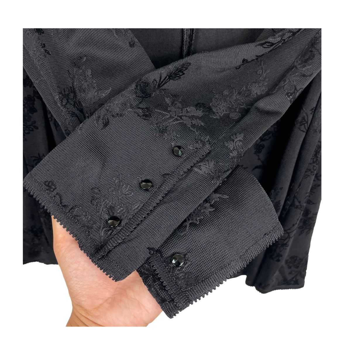 John Galliano 💥JOHN GALLIANO BLACK FLORAL LINEN CARDIGAN Size US L / EU 52-54 / 3 - 6 Thumbnail