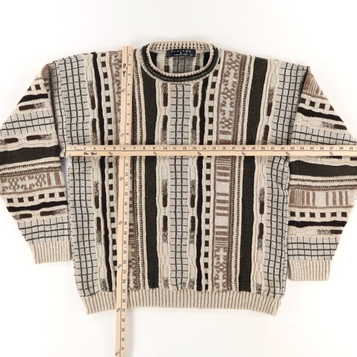 Coogi Protege 3D Knit Cosby Coogi Style Striped Sweater Brown Men's XL Size US XL / EU 56 / 4 - 3 Thumbnail
