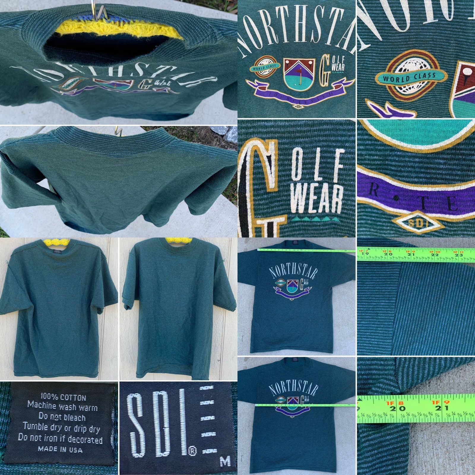 Vintage VINTAGE SDI T-Shirt Golf Striped M Green 80s 90s World Class Tour Tested Made in USA Mens Size US M / EU 48-50 / 2 - 8 Thumbnail