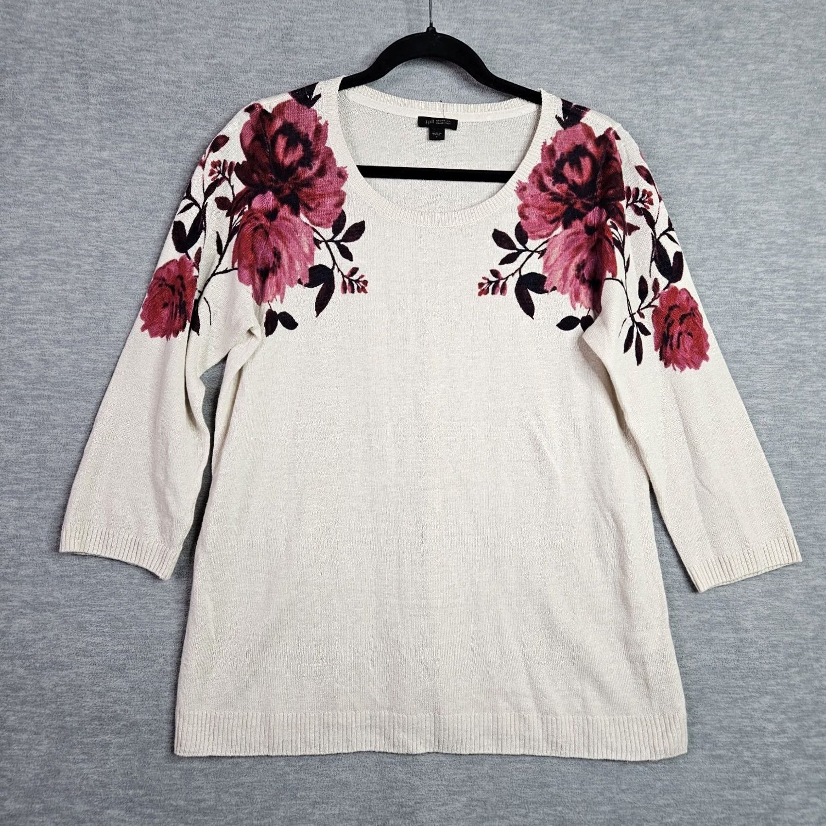 J. Jill J.JILL Wearever Collection Floral Printed Pullover Sweater S Women Knit Long Sleeve Multicolor V-Neck Regular Size S Pullover Size S / US 4 / IT 40 - 2 Thumbnail