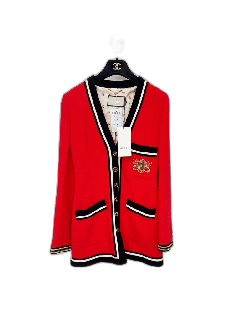 Gucci Red Long Sleeve Cardigan with Tag-2505