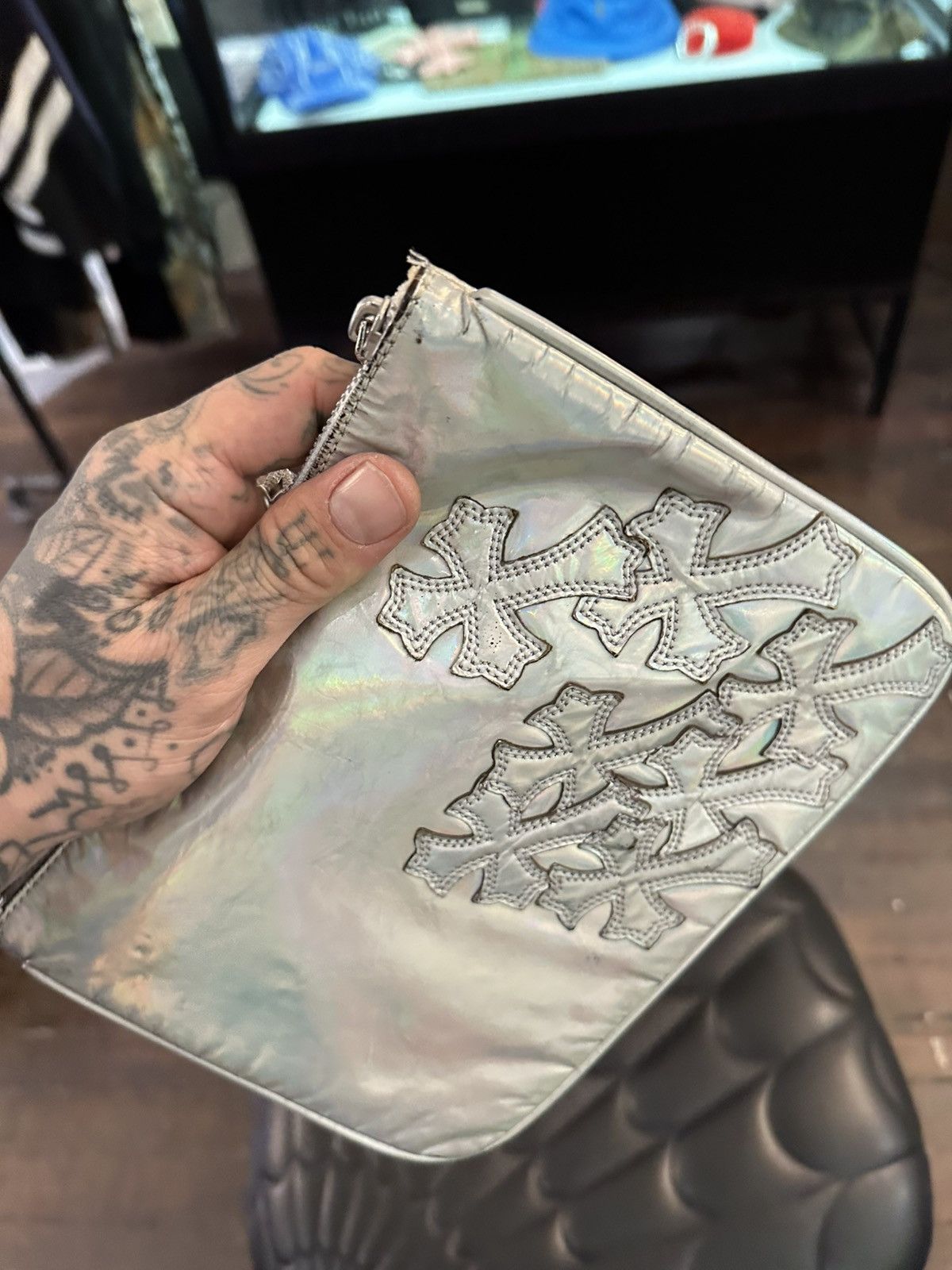 Chrome Hearts Chrome Hearts METALLIC ACID LEATHER CROSS PATCH WALLET BAG Size ONE SIZE - 3 Thumbnail