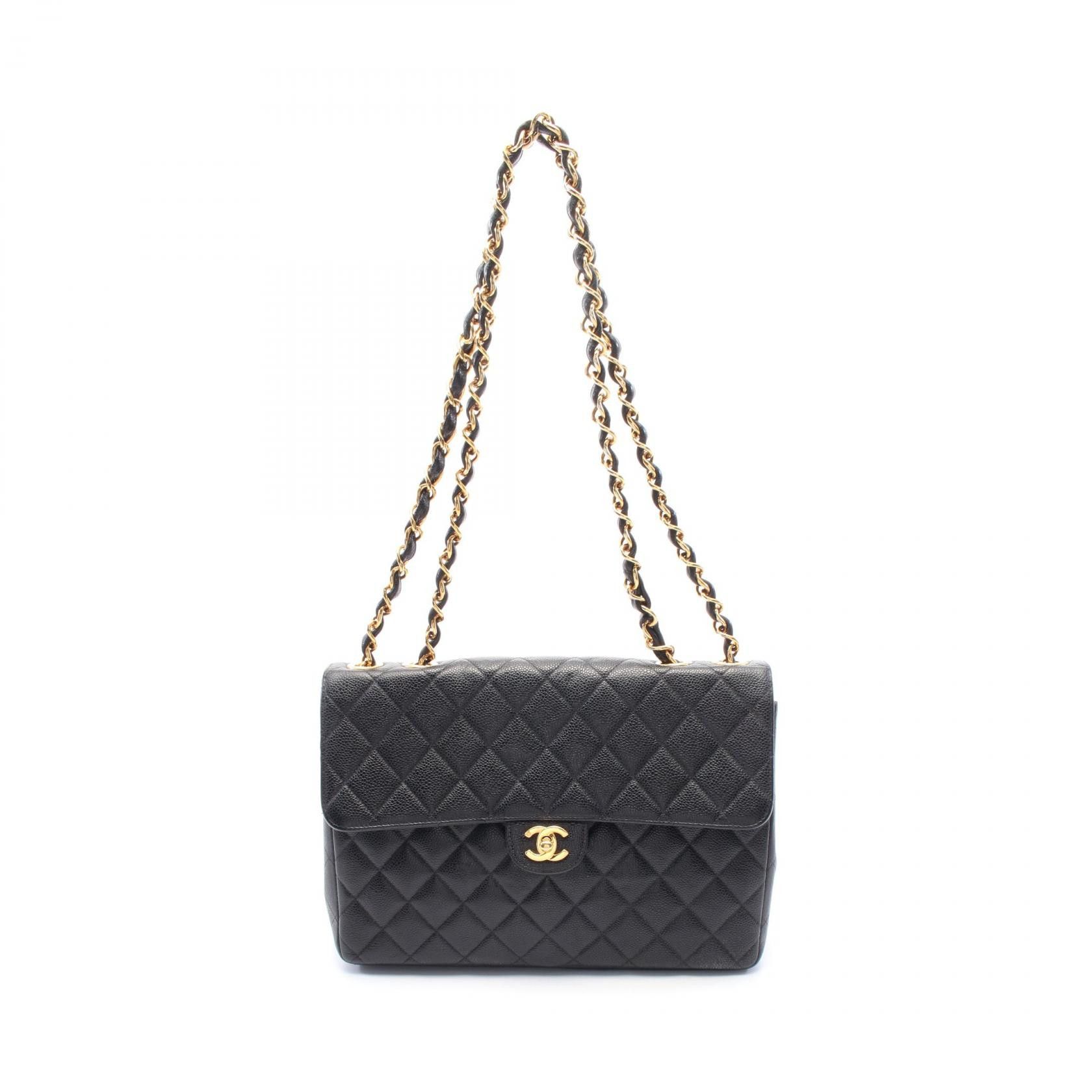 Chanel Chanel Deauville 30 Single Flap Shoulder Bag Leather Bag Leather Shoulder Bag A28600 in Black, Women's