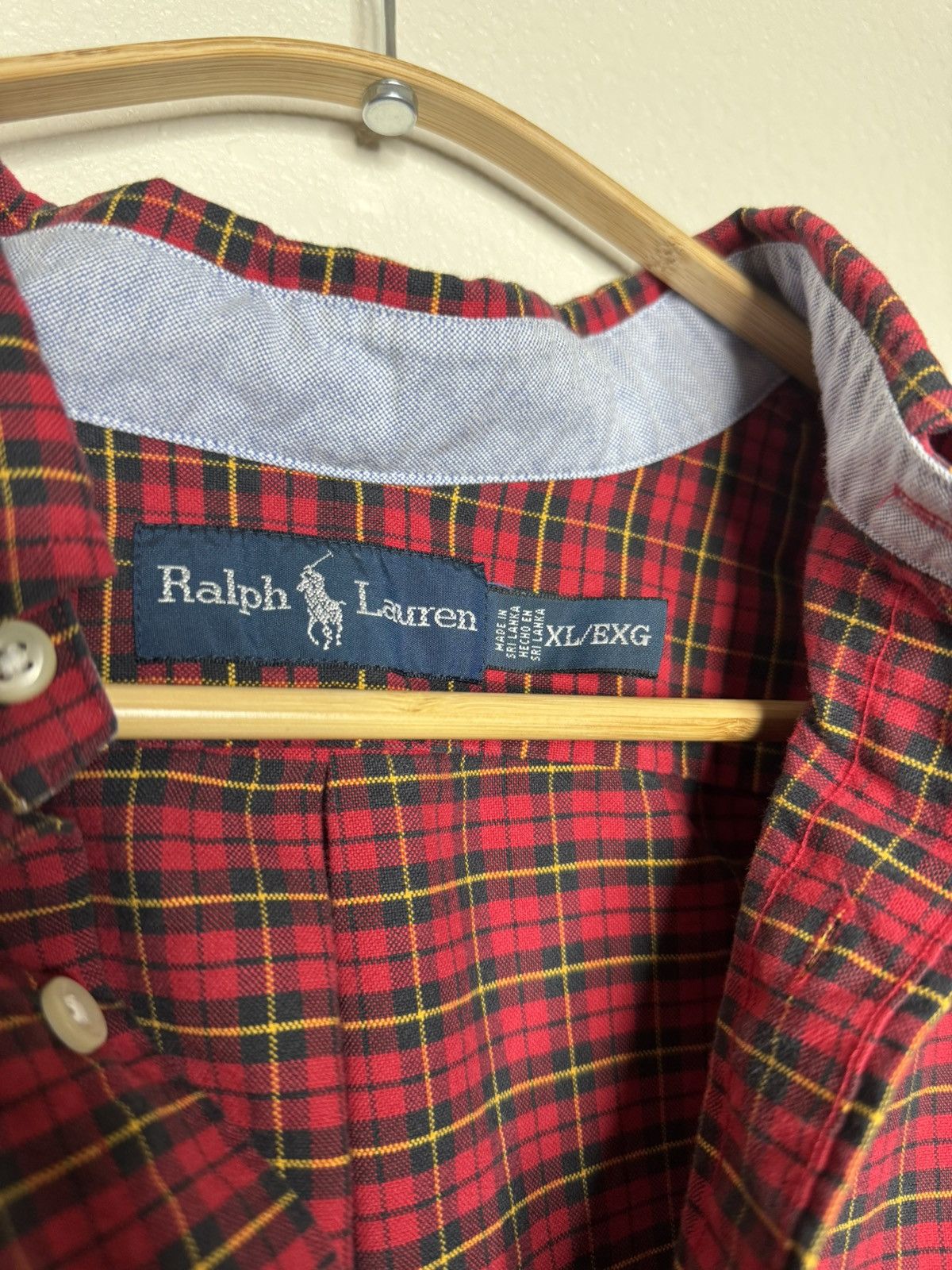 Polo Ralph Lauren × Vintage Vintage Ralph Lauren Red Plaid Tartan Button Up Shirt Size US XL / EU 56 / 4 - 3 Thumbnail