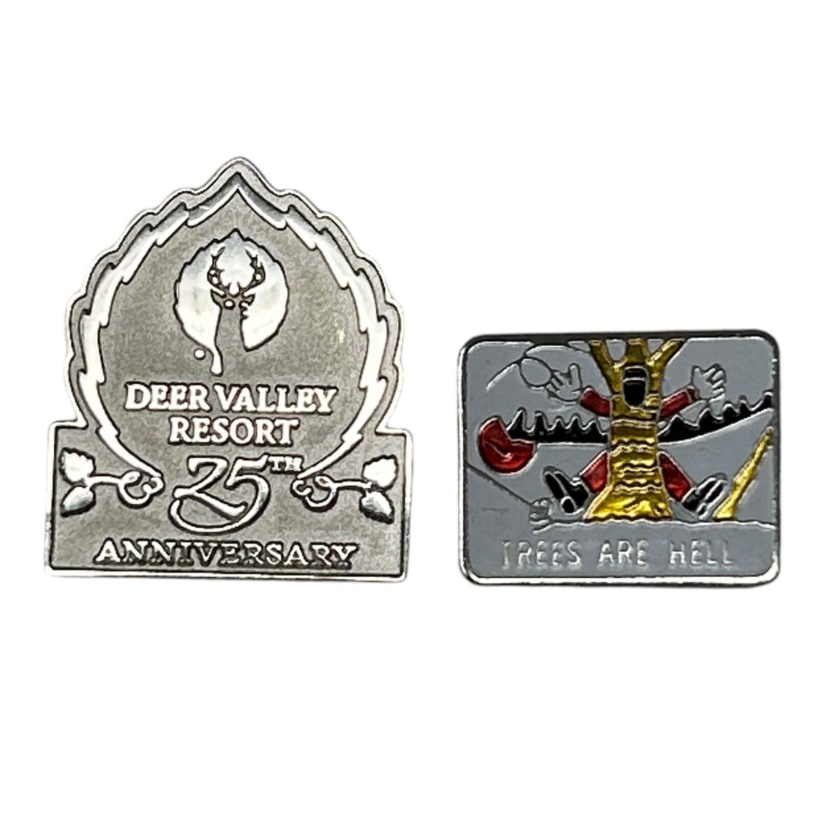 Other Lot of 2 Skiing Lapel Pins Pinback Buttons Deer Valley Size ONE SIZE - 1 Thumbnail