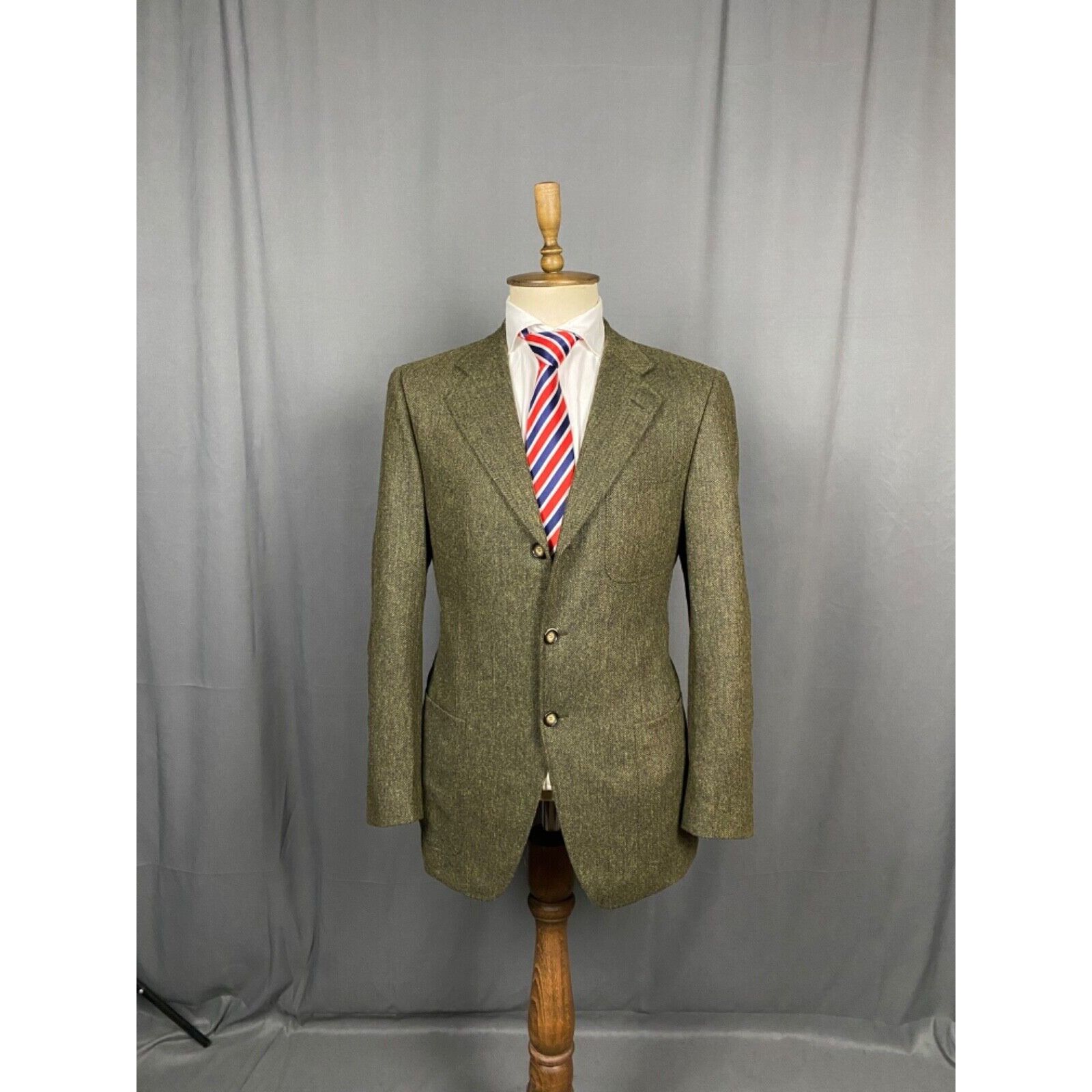 Caruso Raffaele Caruso Herringbone Men's Green Wool Blazer Sportcoa Size 50R - 14 Thumbnail