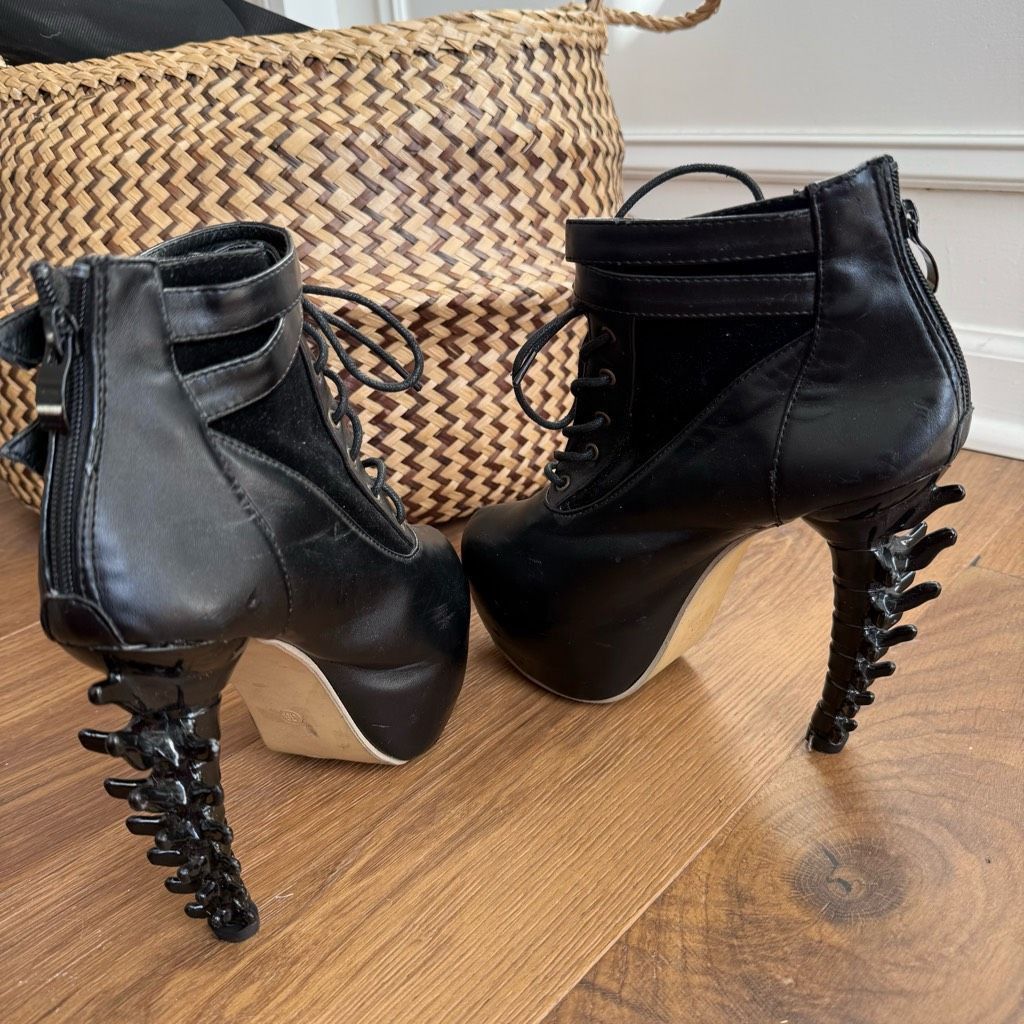 Other Gothic Babe Gothic Punk Bone Heel Boots Black $184 38 Size US 8 / IT 38 - 8 Thumbnail