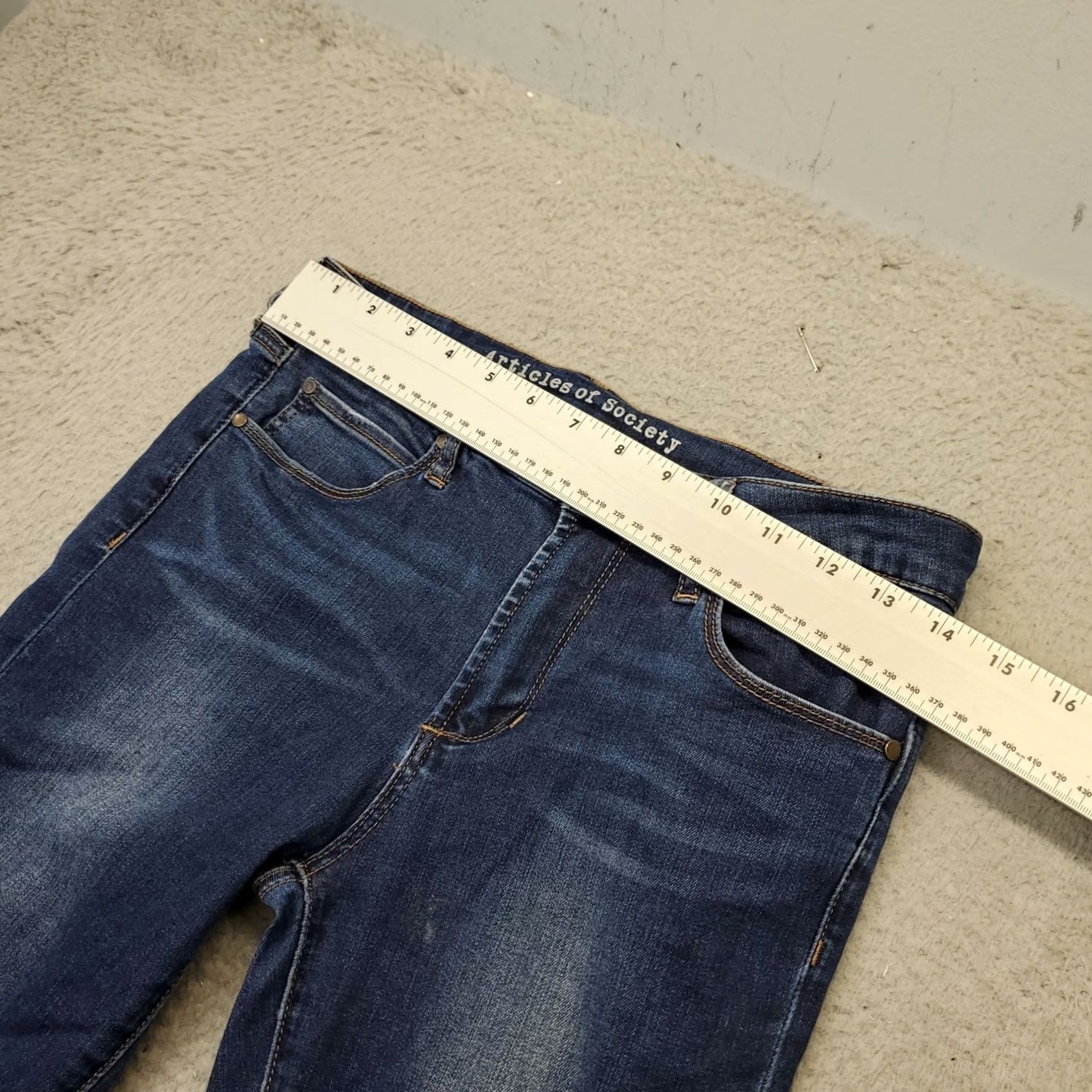 Vintage Articles of Society Jeans Womens 27 Blue Denim Flat Front Stretch Skinny Leg Jeans Size 27" / US 4 / IT 40 - 3 Thumbnail