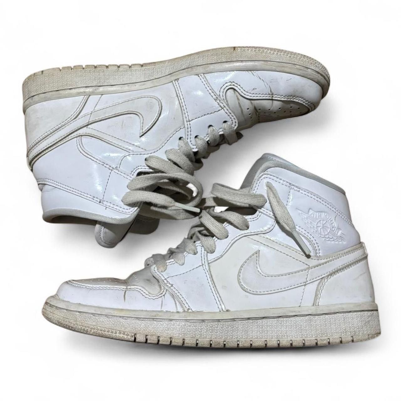 Nike Nike Air Jordan 1 Mid Triple White Patent Leather Sneakers Size US 6.5 / IT 36.5 - 1 Thumbnail