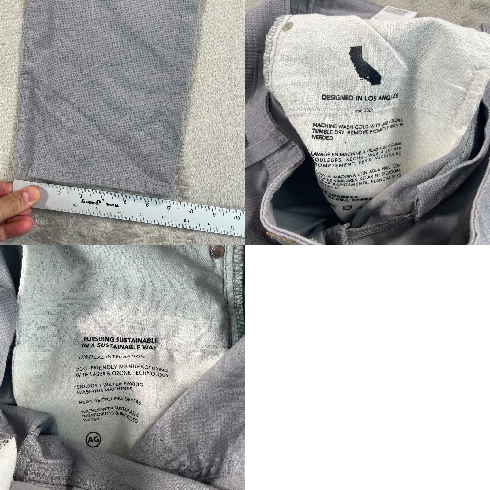 Vintage AG Adriano Goldschmied The Everett Slim Straight 30x34 Grey Sueded Sateen NWT Jeans Men Size US 30 / EU 46 - 9 Thumbnail