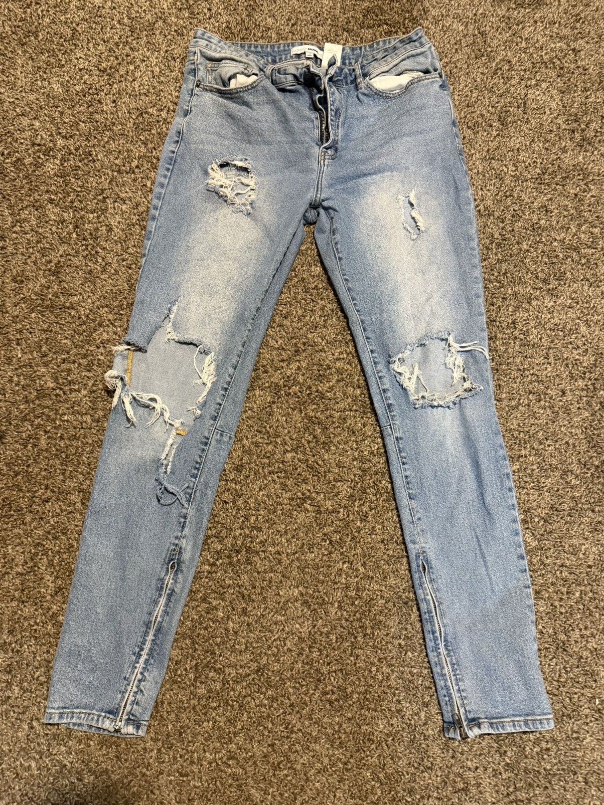 Fashion Nova Fashion Nova Men Distressed Skinny Jeans w/ Ankle Zippers Size US 34 / EU 50 - 1 Thumbnail