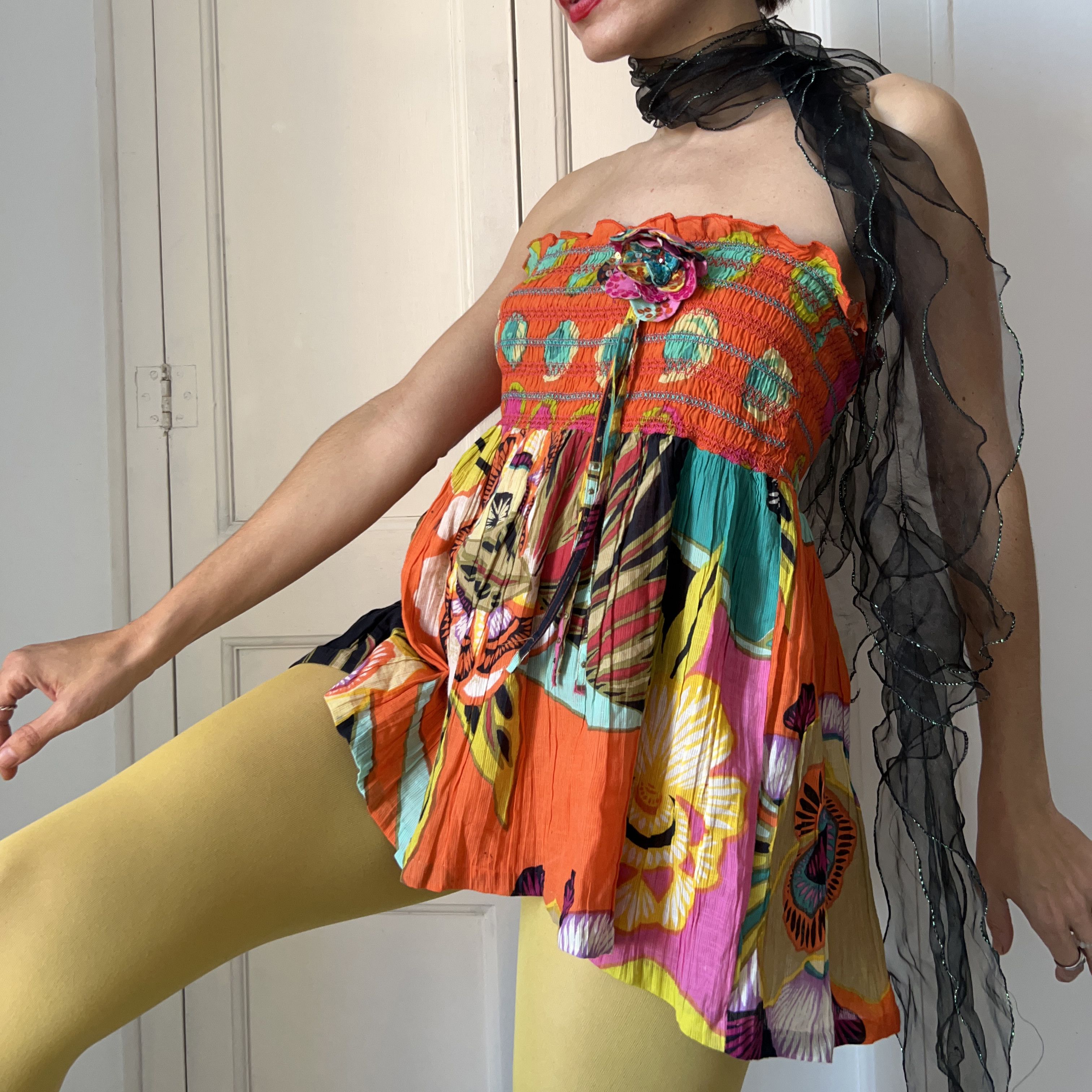 Vintage Vintage Rene Derhy Y2K Floral Strapless Top Size M / US 6-8 / IT 42-44 - 4 Thumbnail