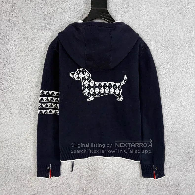 Thom Browne Thom Browne Striped Jacquard Dachshund Hooded Knit Jacket, Size US XL / EU 56 / 4 - 2 Thumbnail