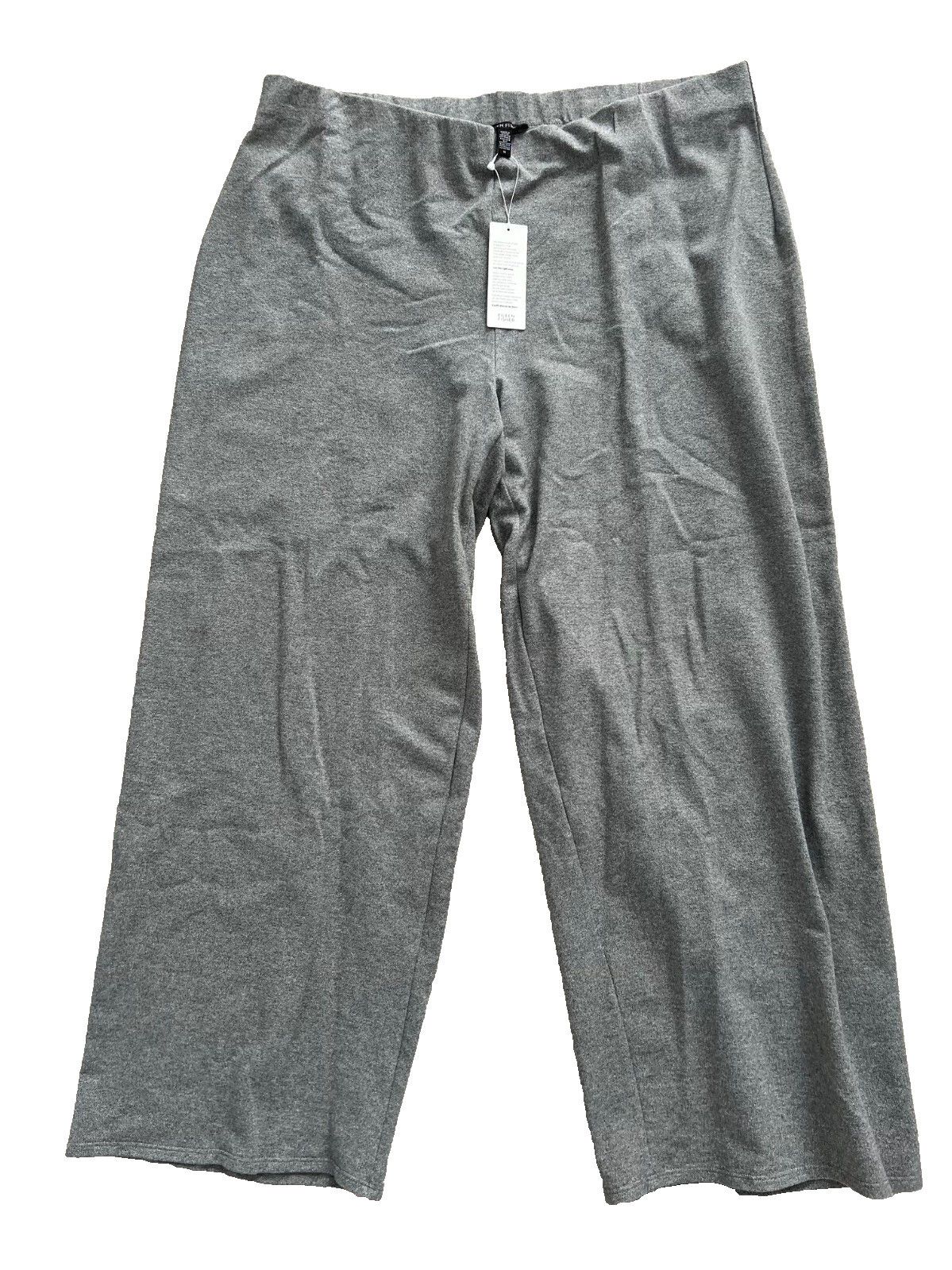 Eileen Fisher Eileen Fisher Organic Cotton Melange Crepe Wide Pant Grey 1X Size 42" / US 20 - 1 Thumbnail