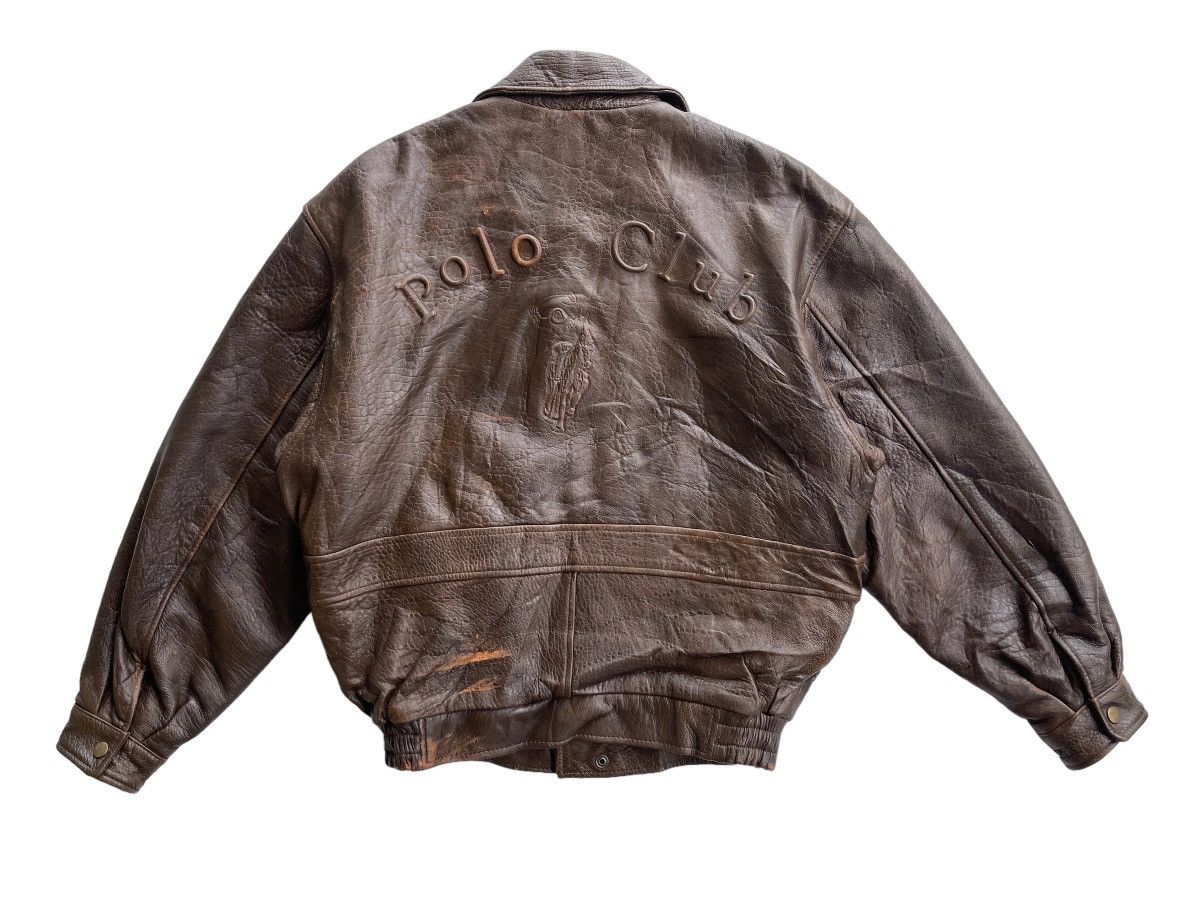 Vintage Vintage Polo Club Leather Bomber Jacket Size US L / EU 52-54 / 3 - 5 Thumbnail