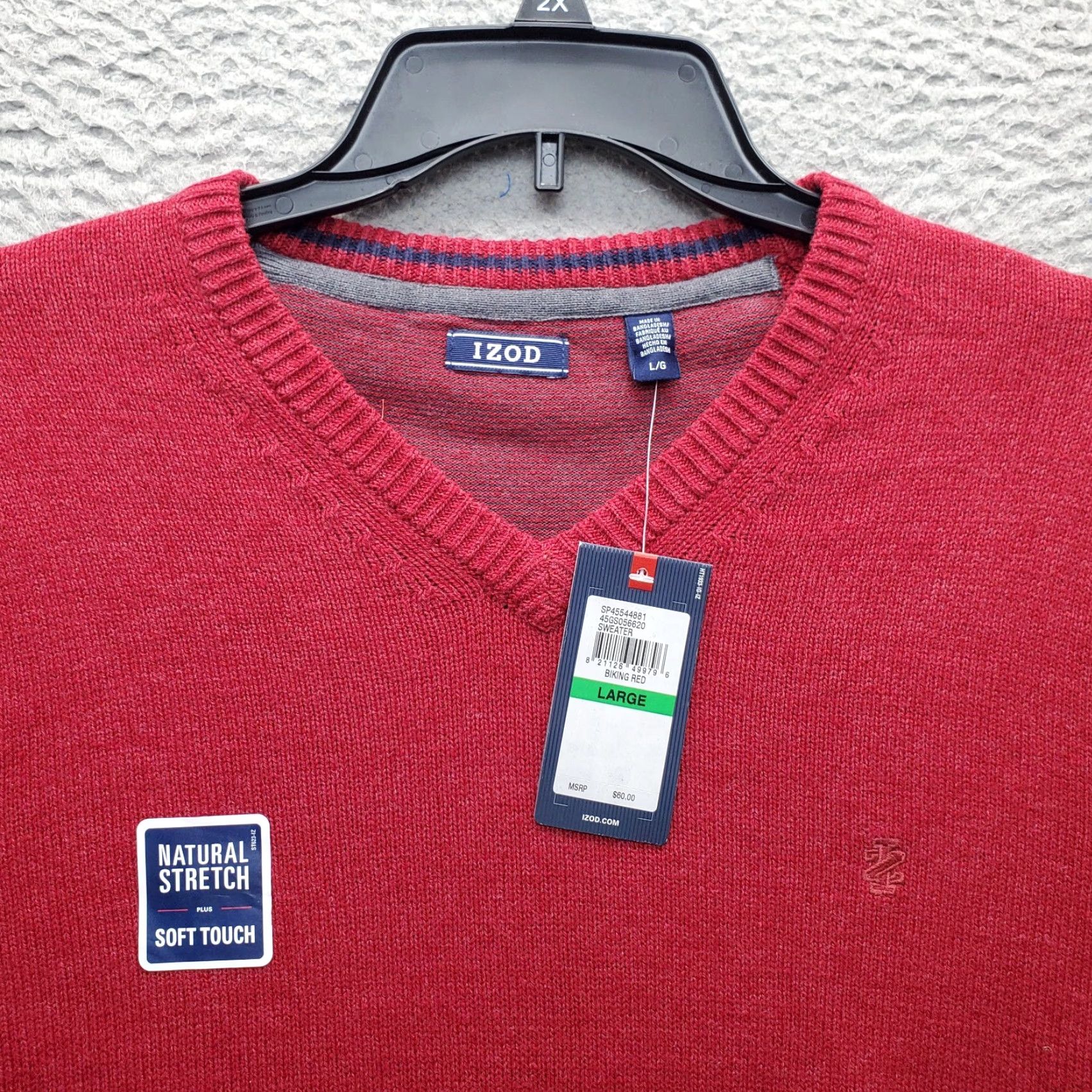 Izod IZOD Sweater Mens L Dark Red Long Sleeve V-Neck Ribbed Cuff Hem Pullover Size US L / EU 52-54 / 3 - 5 Thumbnail