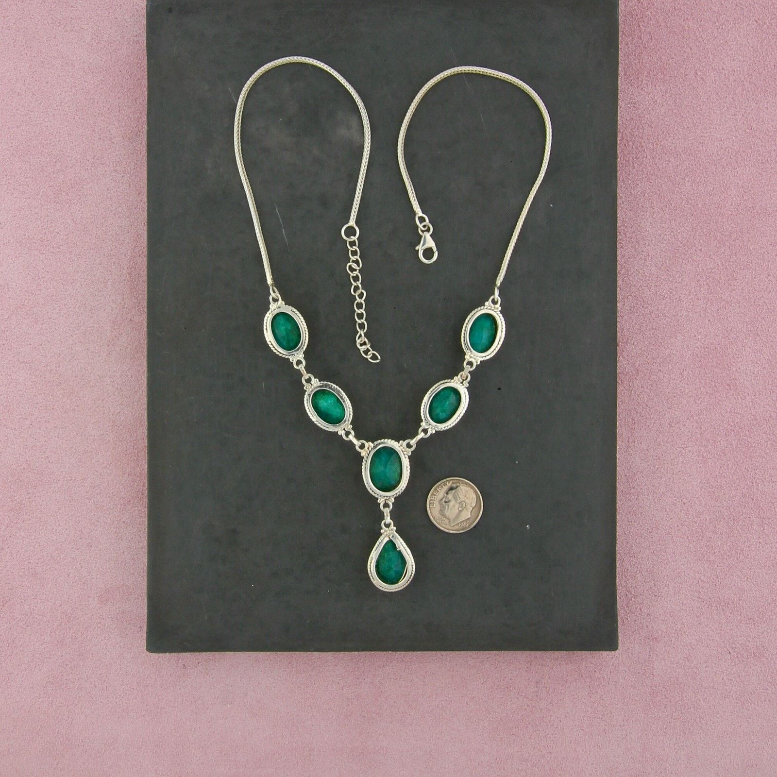 Sterling Silver sterling silver braided emerald necklace size 17.5-19.5in Size ONE SIZE - 2 Thumbnail