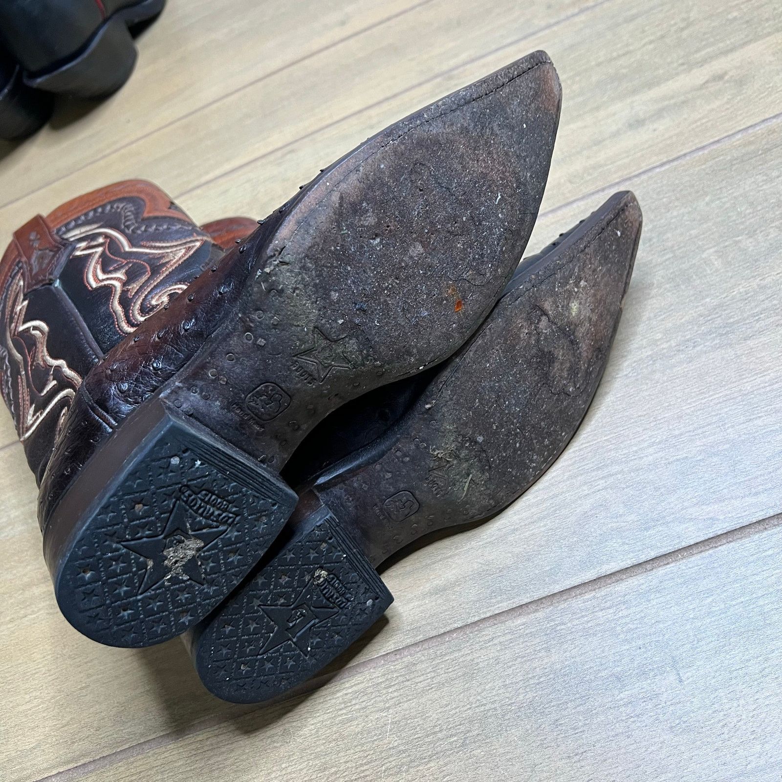 Los Altos Boots Los Altos Quill Ostrich Cowboy Boots Brown Leather Mens 7 EE Size US 7 / EU 40 - 8 Thumbnail