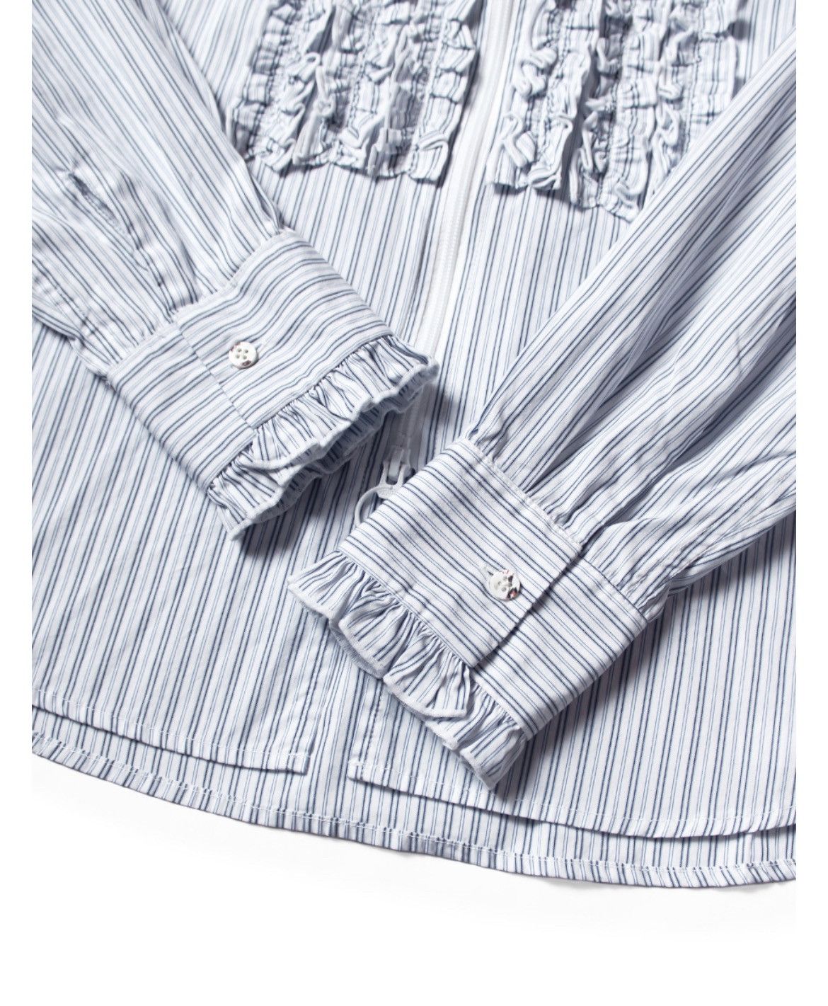 Kapital Kapital Cotton Stripe ZIPPER Ruffle Shirt Size US M / EU 48-50 / 2 - 7 Thumbnail