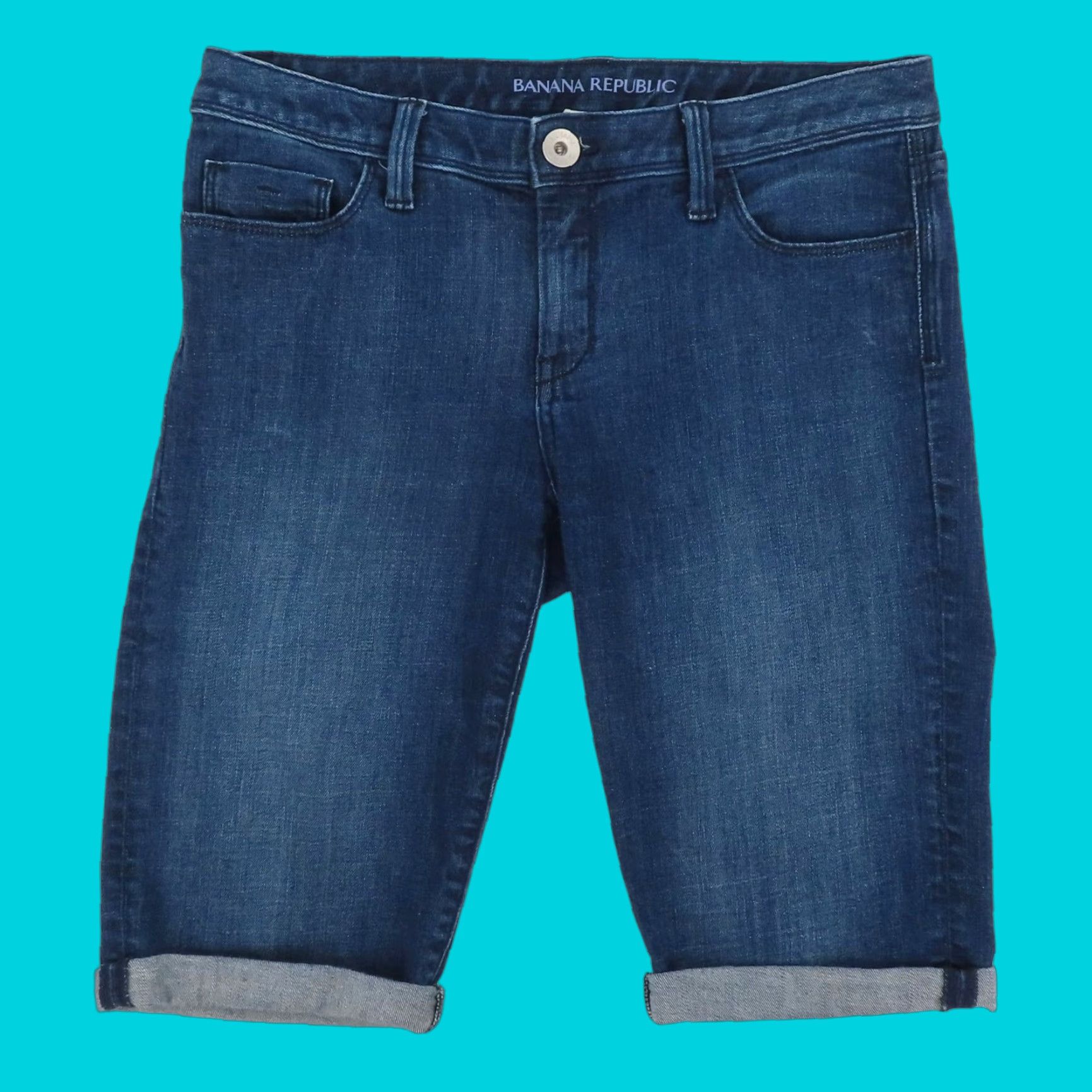 Banana Republic Banana Republic Bermuda Shorts Women 26 Roll Cuff Blue Jean Shorts Cotton Blend Pockets Size 26" / US 2 / IT 38 - 1 Thumbnail