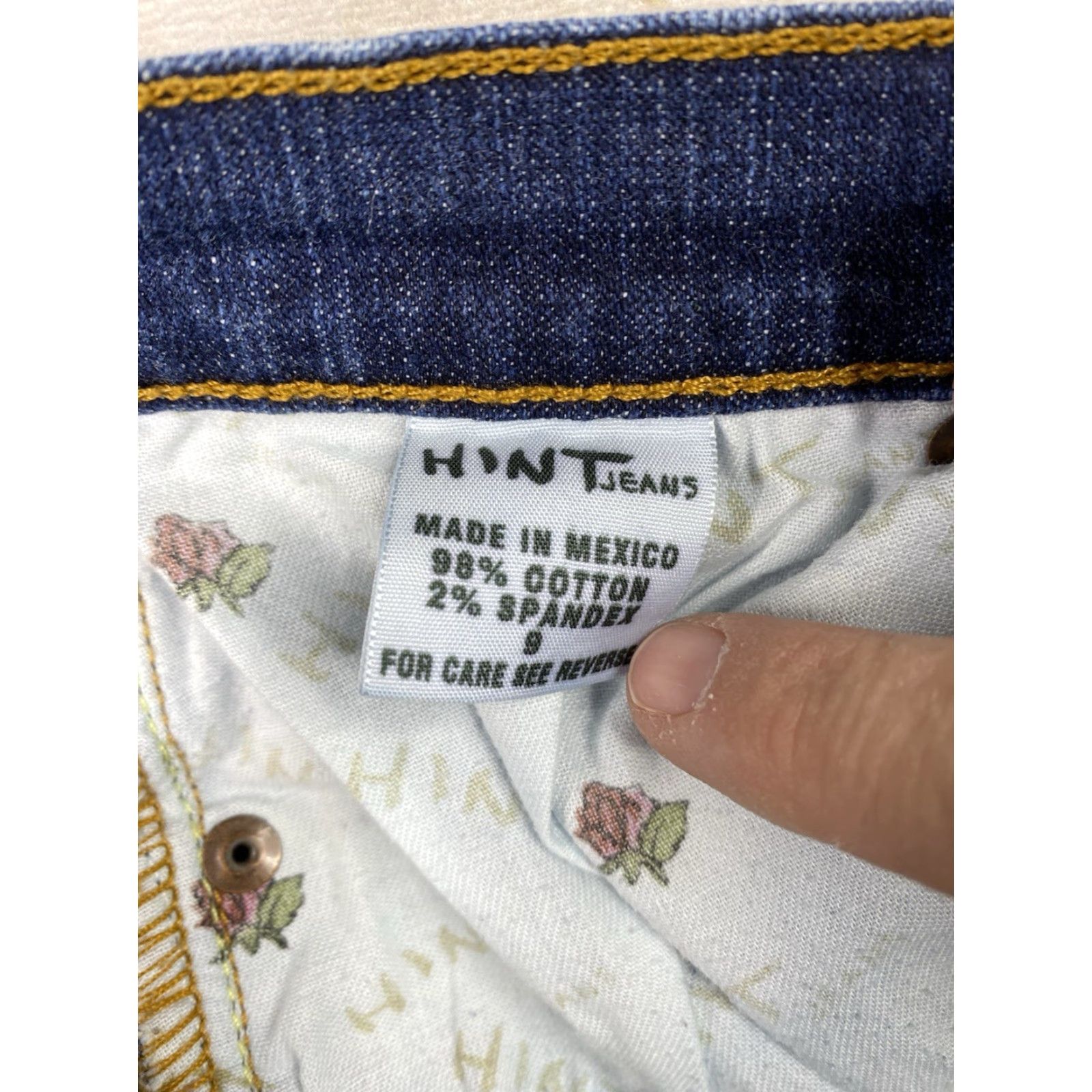 Vintage Vtg Hint Jeans Womens 9 Blue Flare Bootcut Low Rise Distressed Pockets Y2K Size 30" / US 8 / IT 44 - 6 Thumbnail