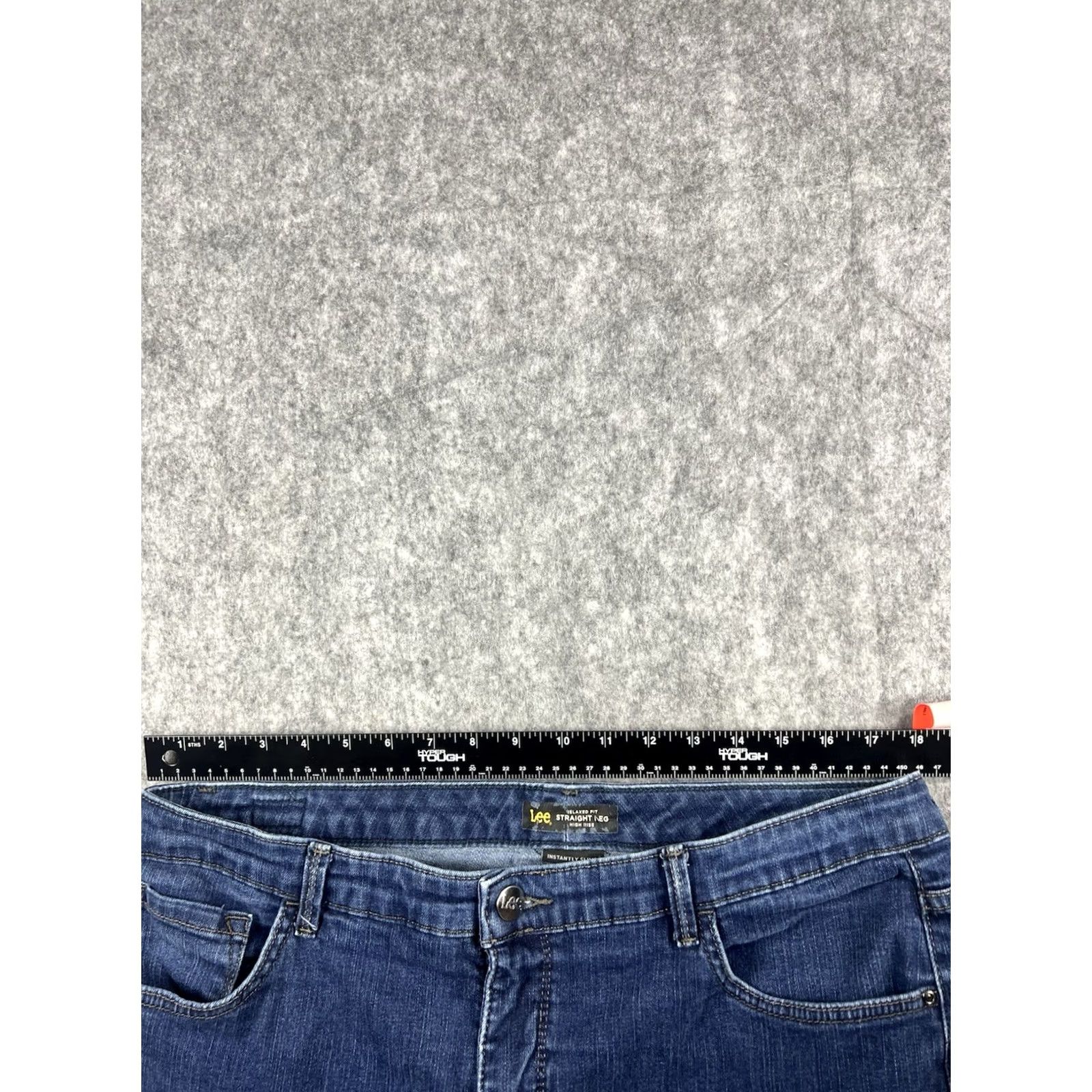 Lee Lee Jeans Women Relaxed Straight High Rise Denim Slimming Stretch 18M Blue 34 in 27 in Inseam Regular 18 Size 24" / US 00 / IT 34 - 3 Thumbnail