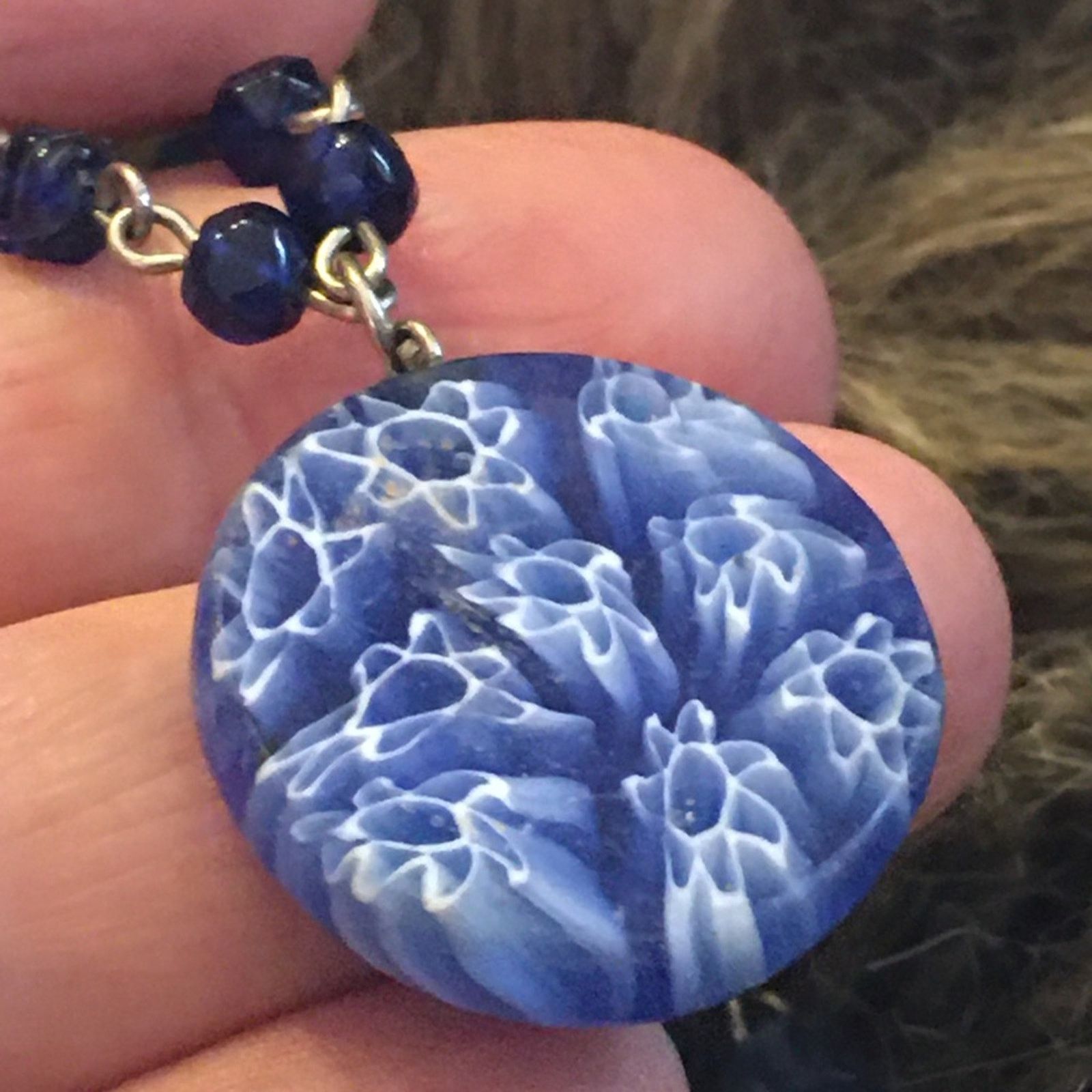 Jewelry Blue glass medallion beaded chain necklace Size ONE SIZE - 7 Thumbnail