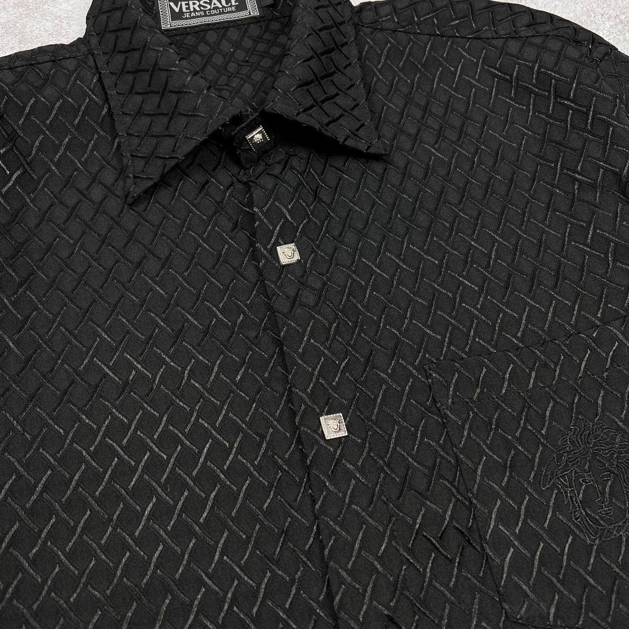 Versace Jeans Couture VINTAGE Versace Designer Long Sleeve Shirt Black Woven Print Size US L / EU 52-54 / 3 - 6 Thumbnail