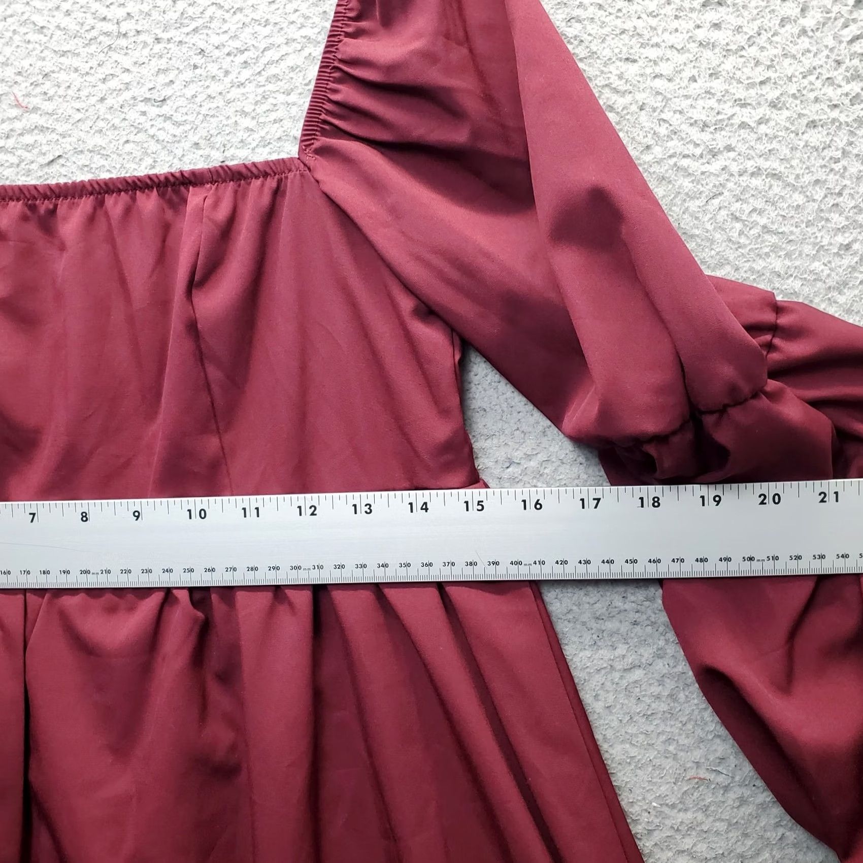 Vintage Exlura Dress Womens Medium Burgundy Balloon Sleeve Square Neck Smocked Back Zip - Womens Size M Burgundy Ballon Sleeve Square Neck Casual Dress Size M / US 6-8 / IT 42-44 - 4 Thumbnail