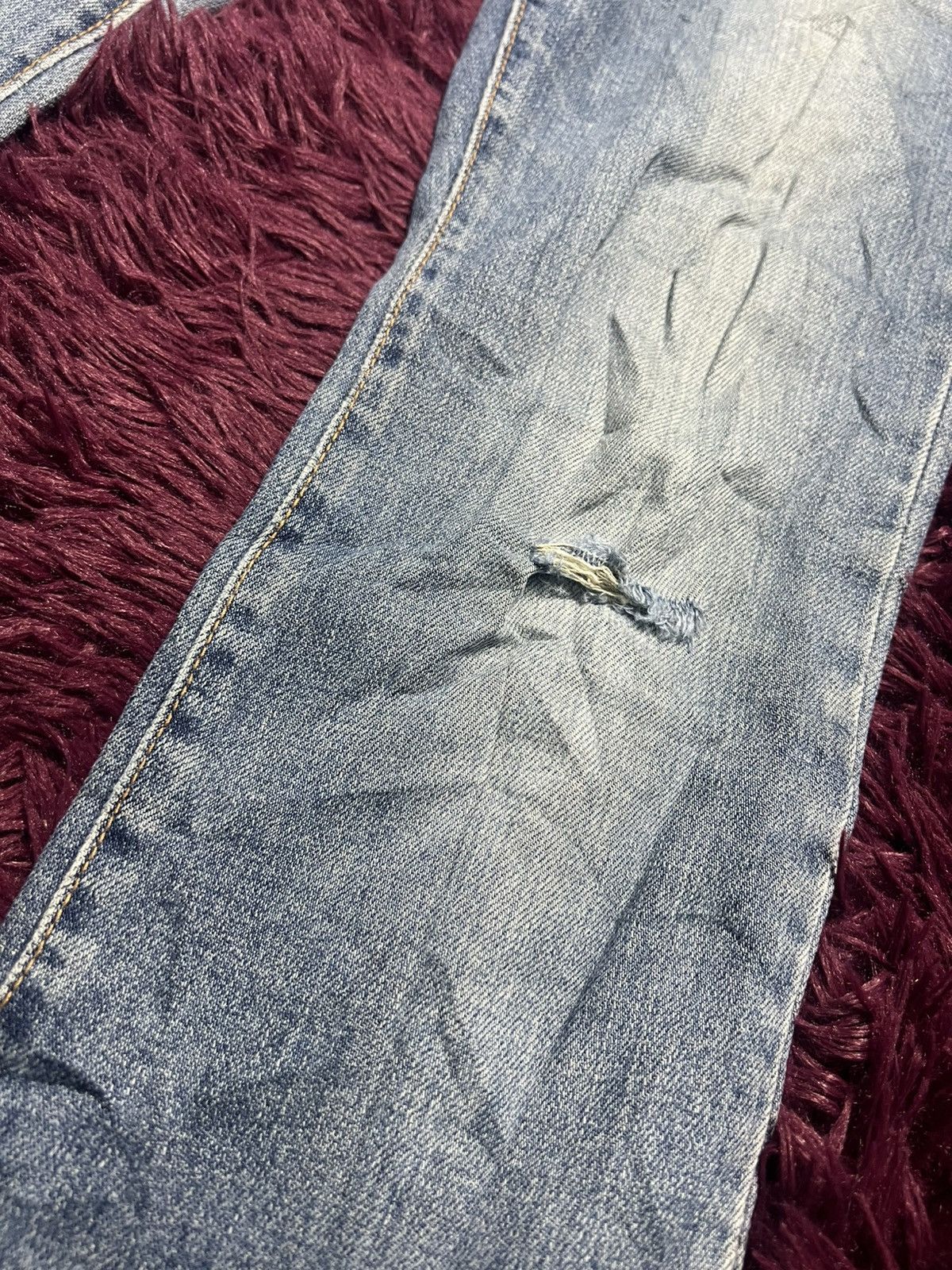 Japanese Brand Japanese Denim Straight Leg Jeans with Distressed Knees (47) Size 27" / US 4 / IT 40 - 6 Thumbnail