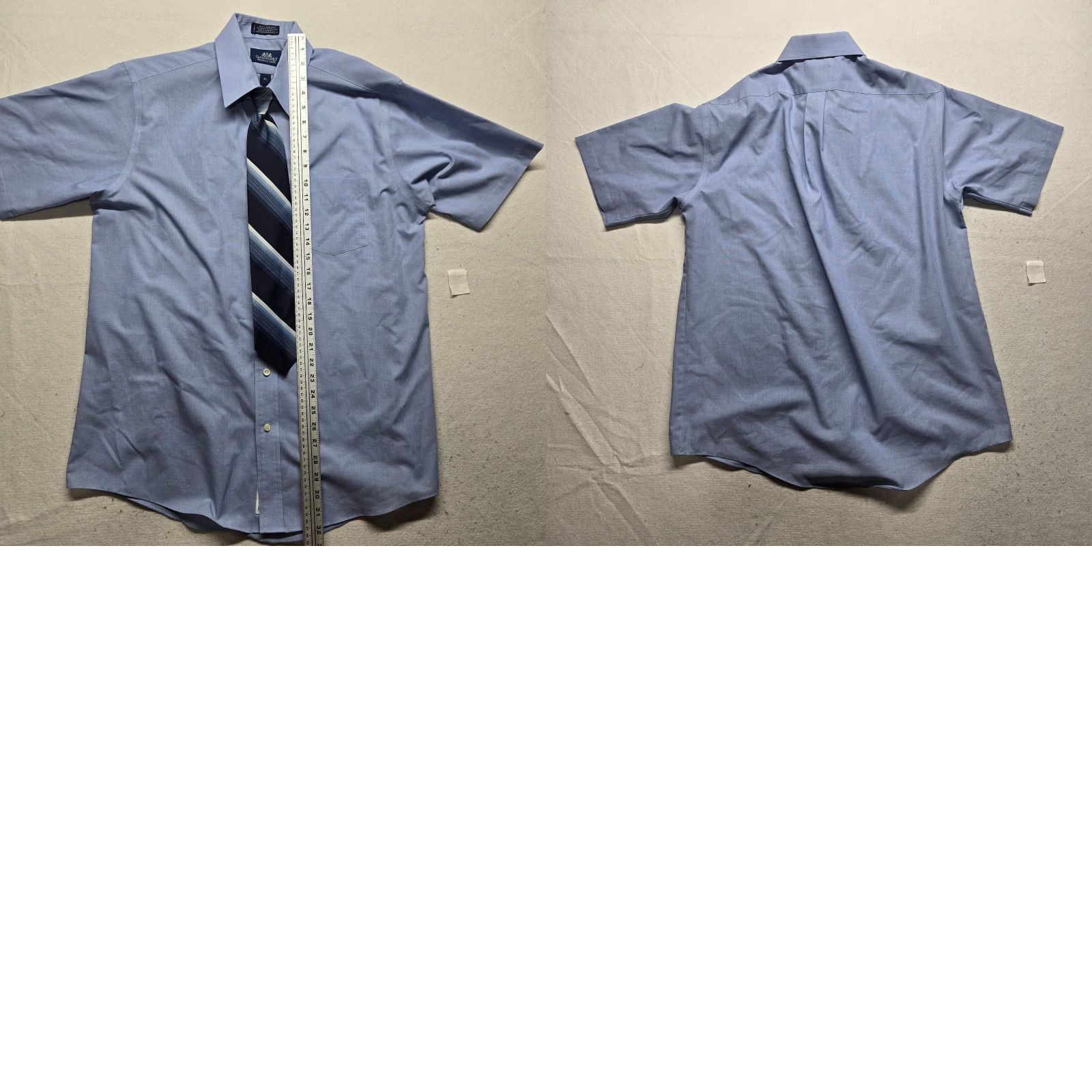 Stafford Stafford Dress Shirt Solid Blue Short Sleeve 16.5 Men's Regular Fit Button-Down Collar 55% cotton 43% polyester Size 46R - 8 Thumbnail