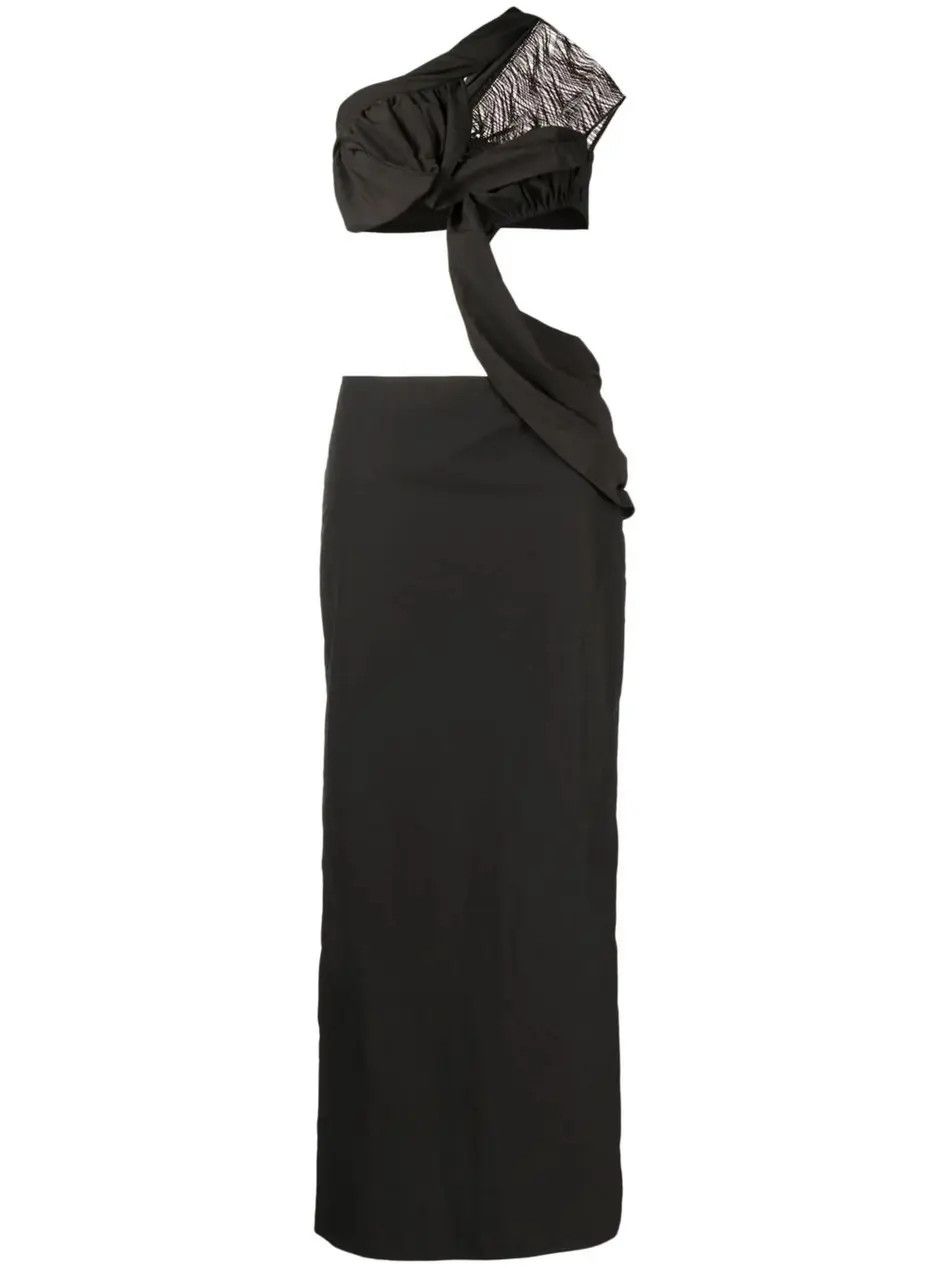 Christopher Esber o1mle0824 Fringed Column Dress in Black Size S / US 4 / IT 40 - 1 Thumbnail