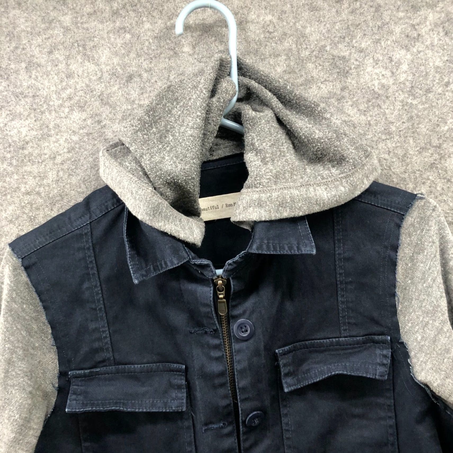 Vintage Ron Herman Utility Jacket Womens M Navy Blue Hooded Mixed Media Fleece Cotton Jacket Size M / US 6-8 / IT 42-44 - 7 Thumbnail