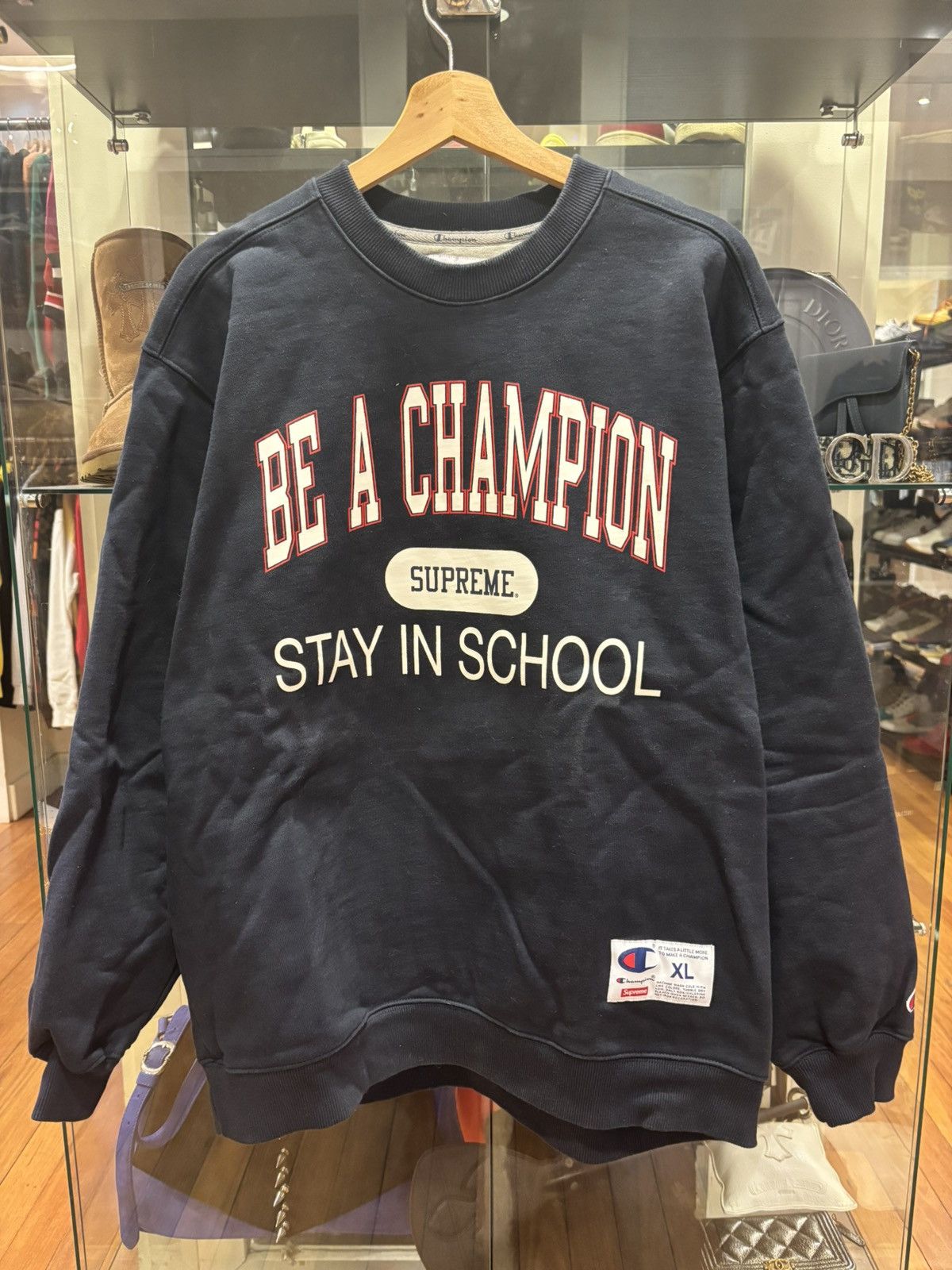 Champion × Supreme Supreme X Champion Stay In School Crewneck Size US XL / EU 56 / 4 - 1 Thumbnail
