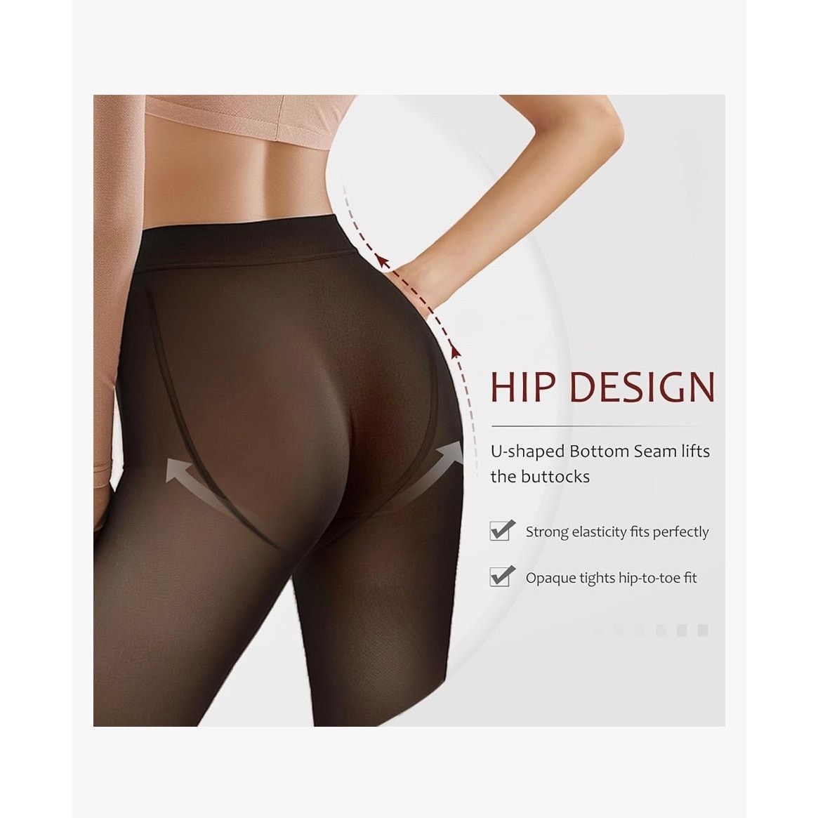 The Unbranded Brand EXQUISLIFE Fleece Lined Tights Sheer Women Black & Coffee Size 32" / US 10 / IT 46 - 5 Thumbnail