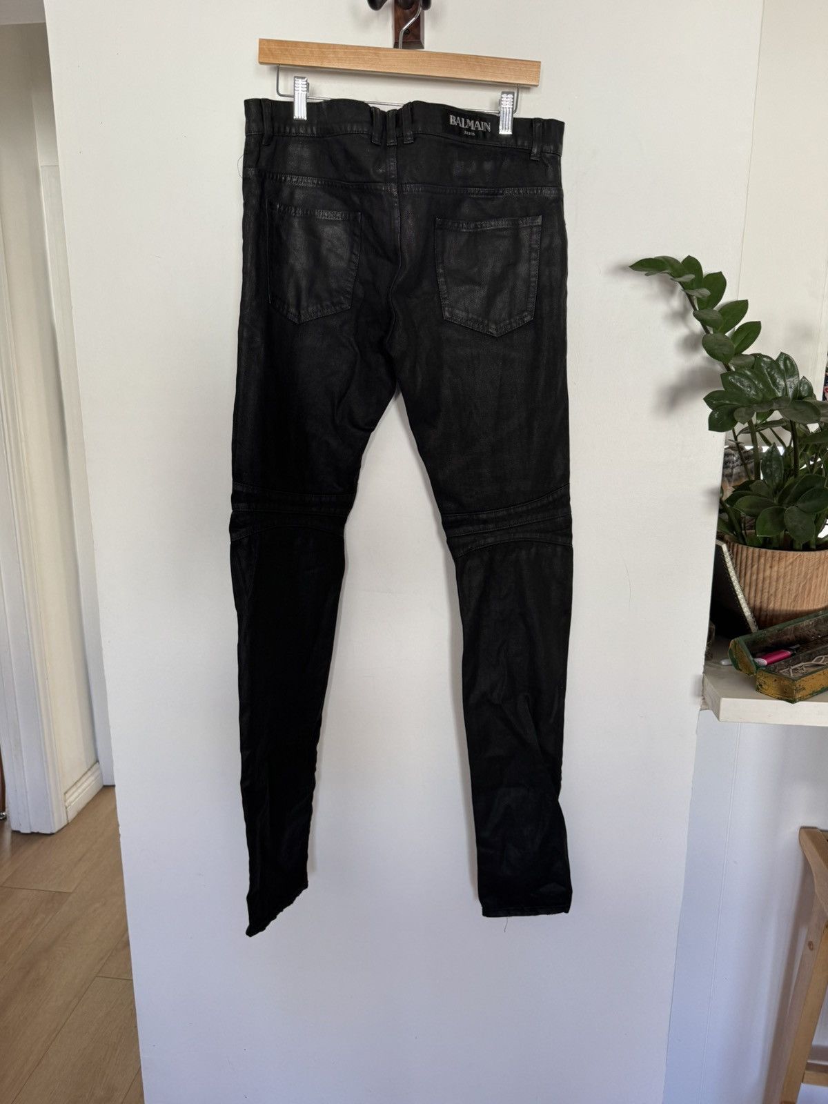 Balmain Waxed Biker Denim Size US 33 - 4 Thumbnail
