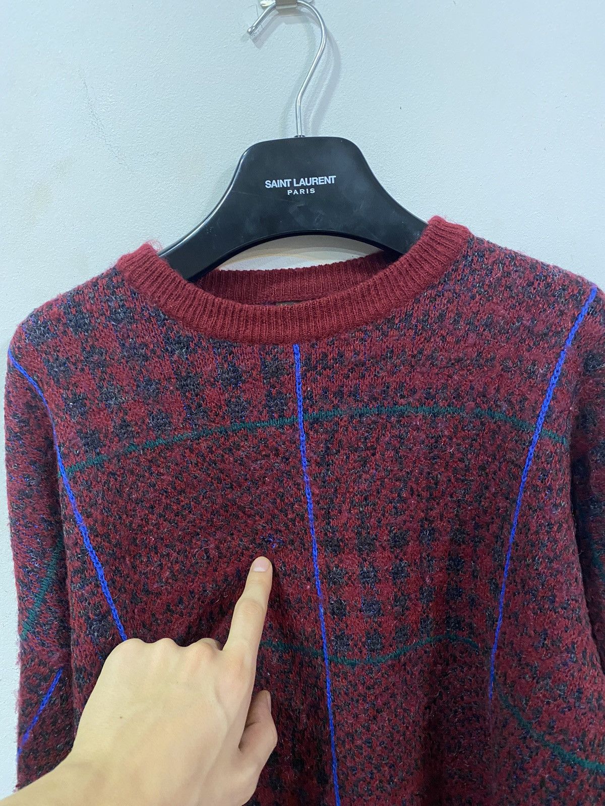 Yves Saint Laurent 90’s Wool YSL Sweater Burgundy Size US M / EU 48-50 / 2 - 13 Thumbnail