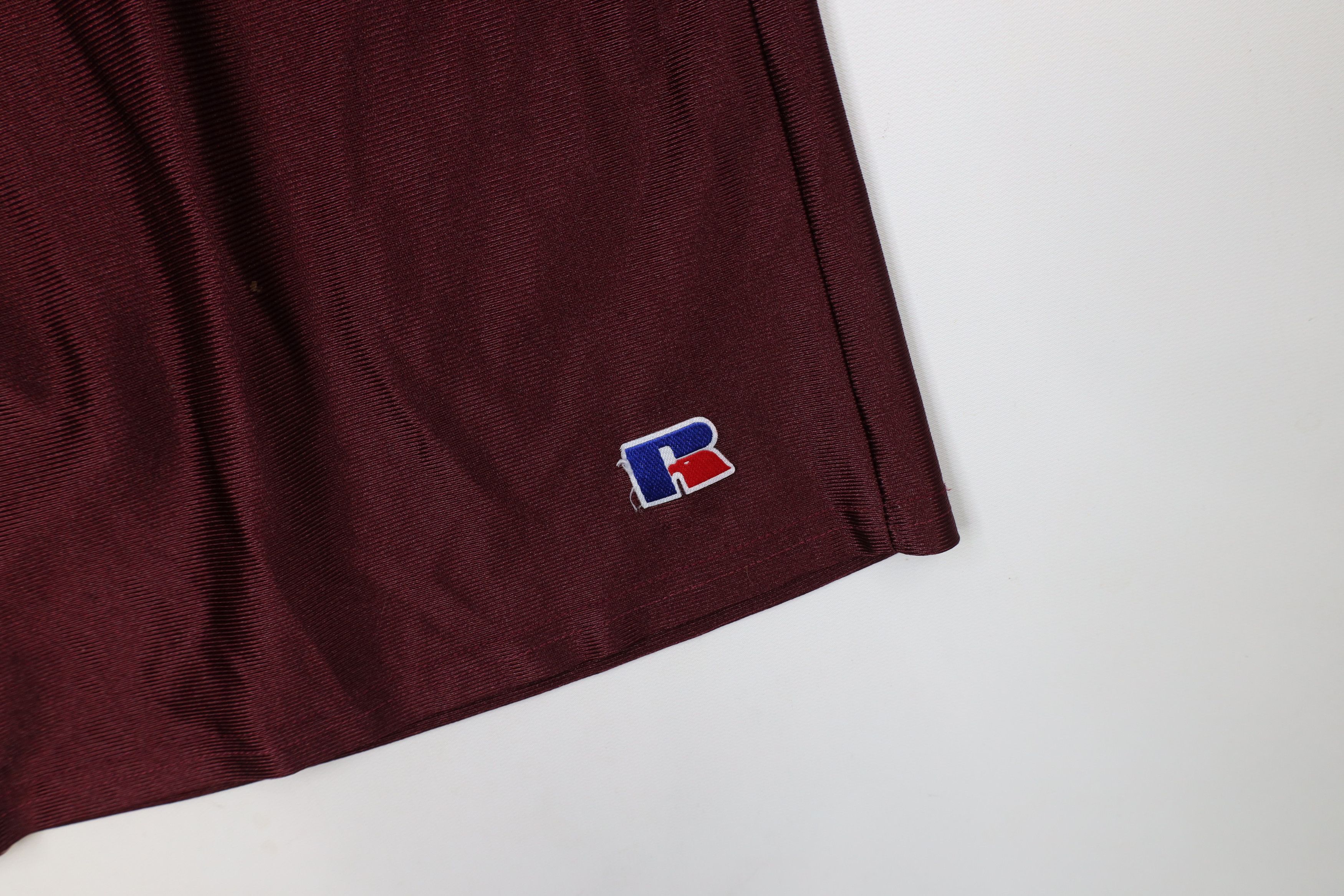 Russell Athletic × Vintage Vintage 90s Russell Athletic Polyester Gym Shorts Maroon Size US 38 / EU 54 - 5 Thumbnail