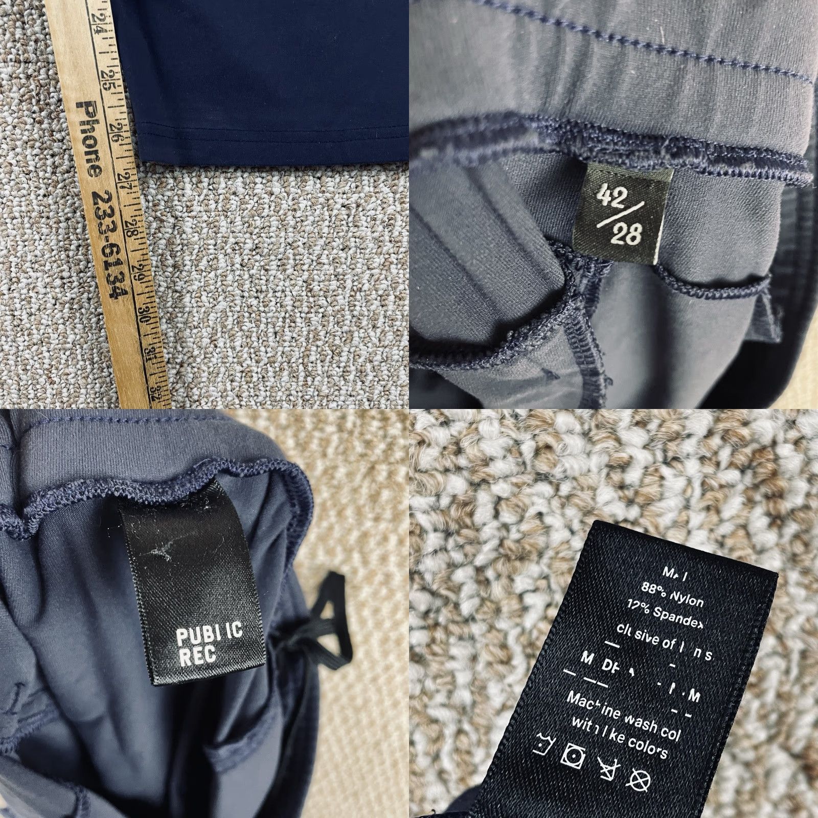 Vintage Public Rec Joggers Mens 42x28 Navy Blue Nylon Spandex Regular Straight Pockets Moisture Wicking All Day Everyday 90s Sports USA Size US 42 / EU 58 - 8 Thumbnail