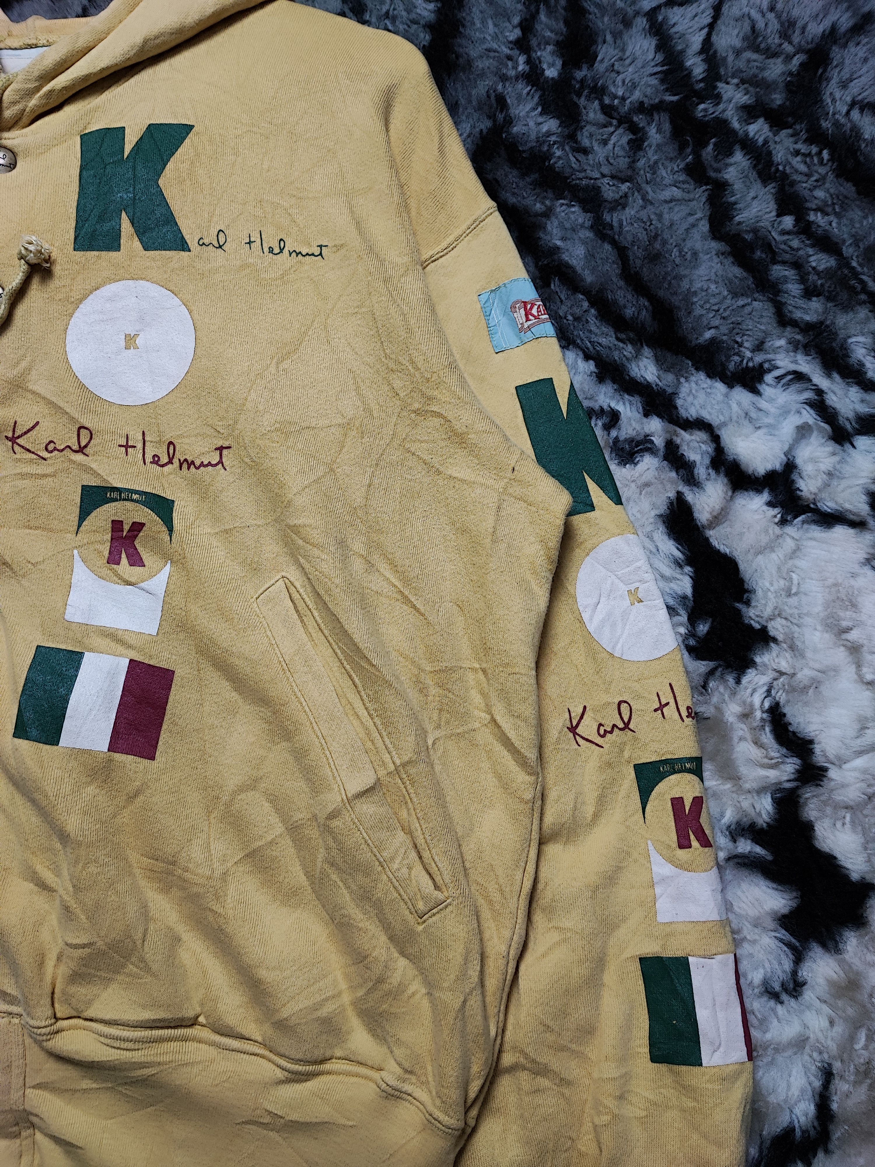 Designer Vintage Karl Helmut Big Logo Patched Zip up Hoodie Size US L / EU 52-54 / 3 - 6 Thumbnail