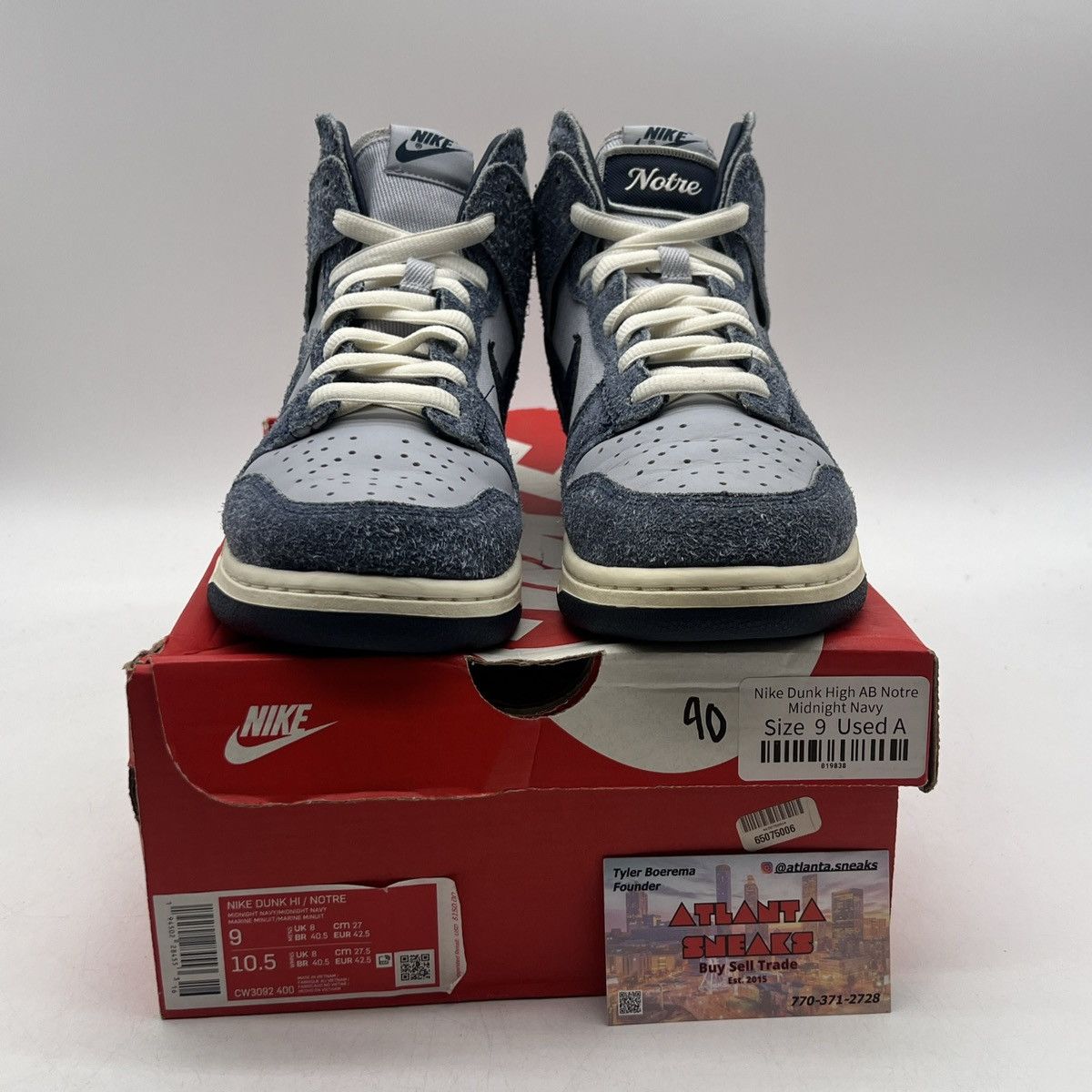 Nike Notre x dunk high midnight navy Size US 9 / EU 42 - 2 Thumbnail