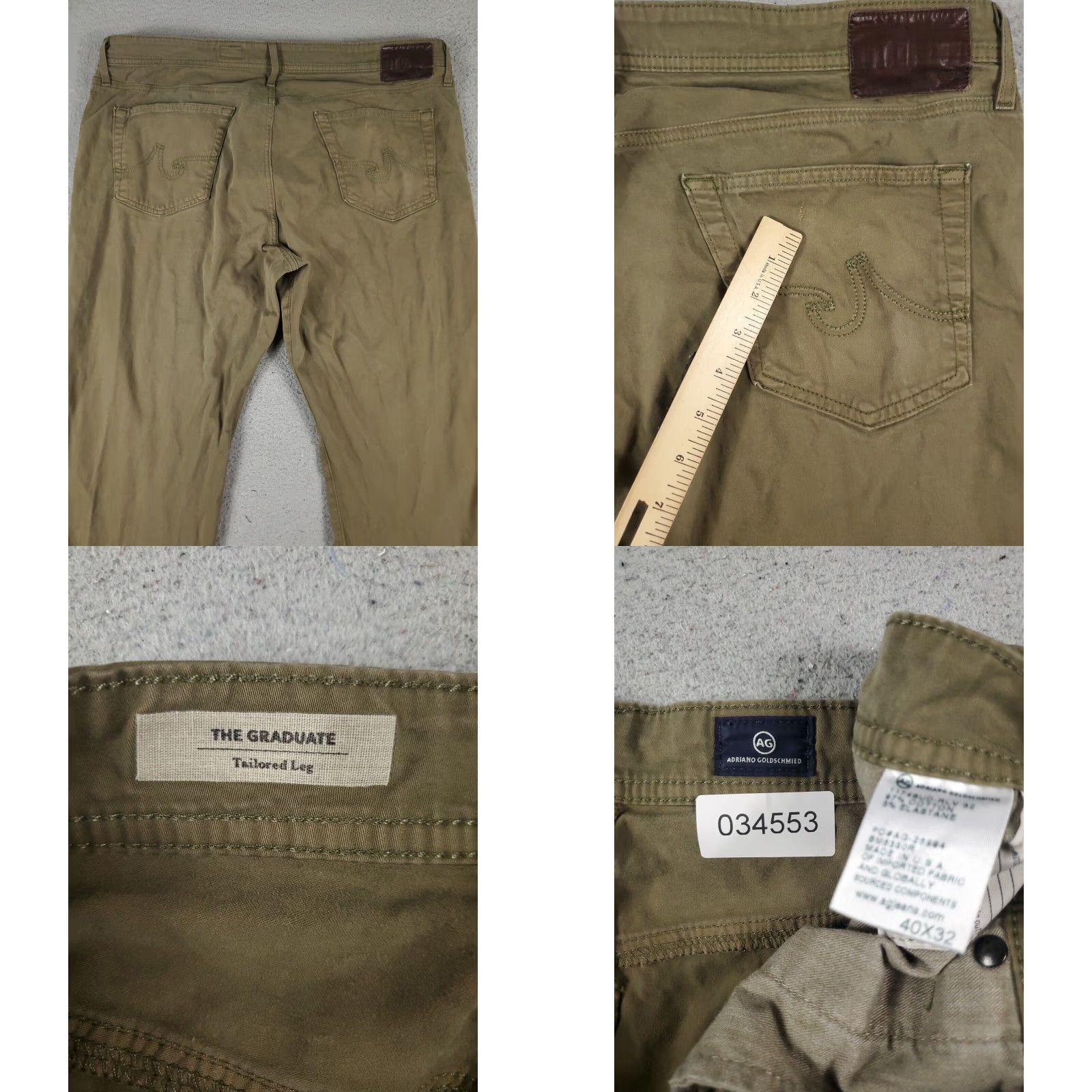 Vintage AG Adriano Goldschmied The Graduate Mens Straight Beige Jeans Pants 40x29 Extra Large XL Size US 40 / EU 56 - 8 Thumbnail