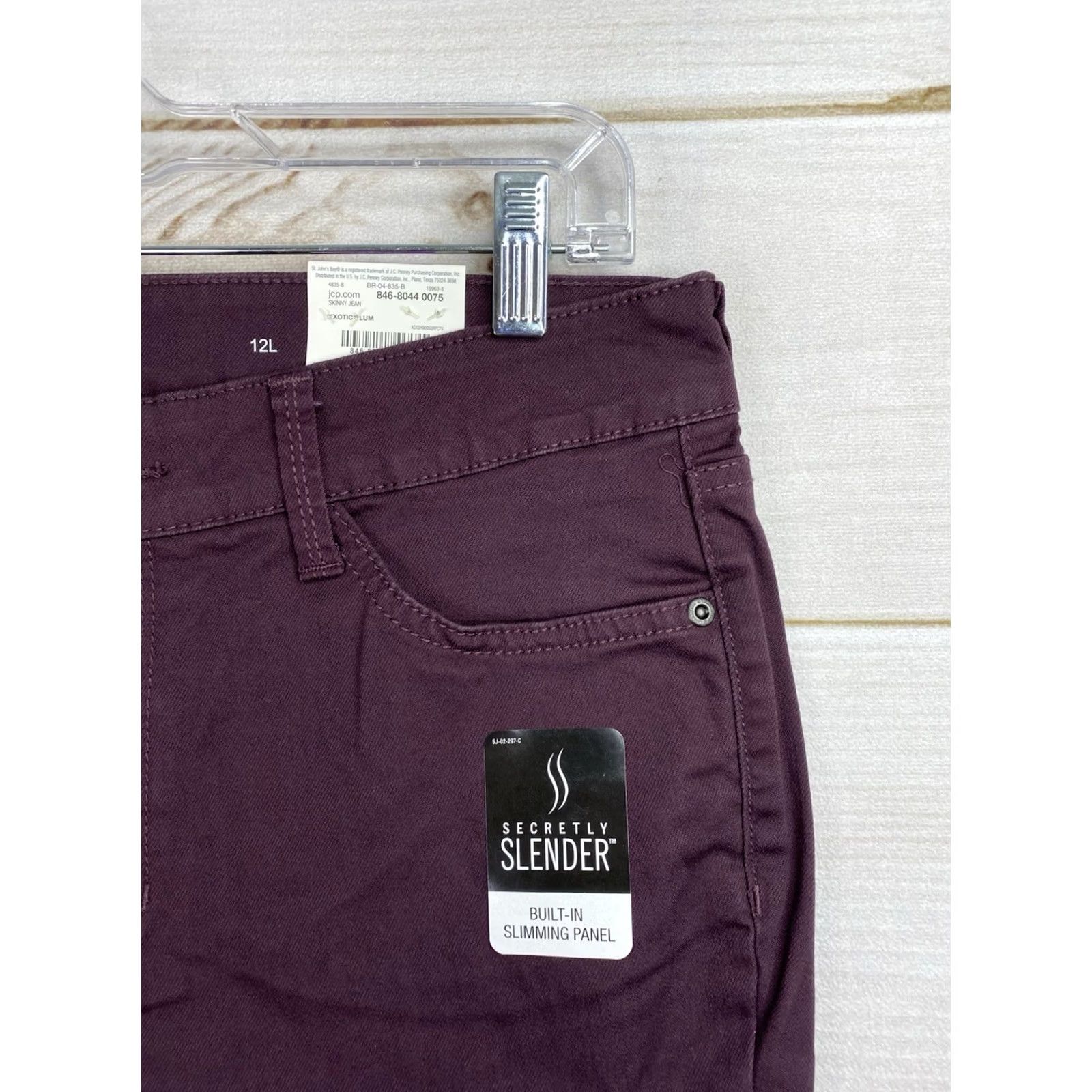Vintage St Johns Bay Jeans Womens 12 Tall Skinny Mid Rise Purple NWT Secretly Slender 90s Vintage Womens Jeans Size 24" / US 00 / IT 34 - 2 Thumbnail