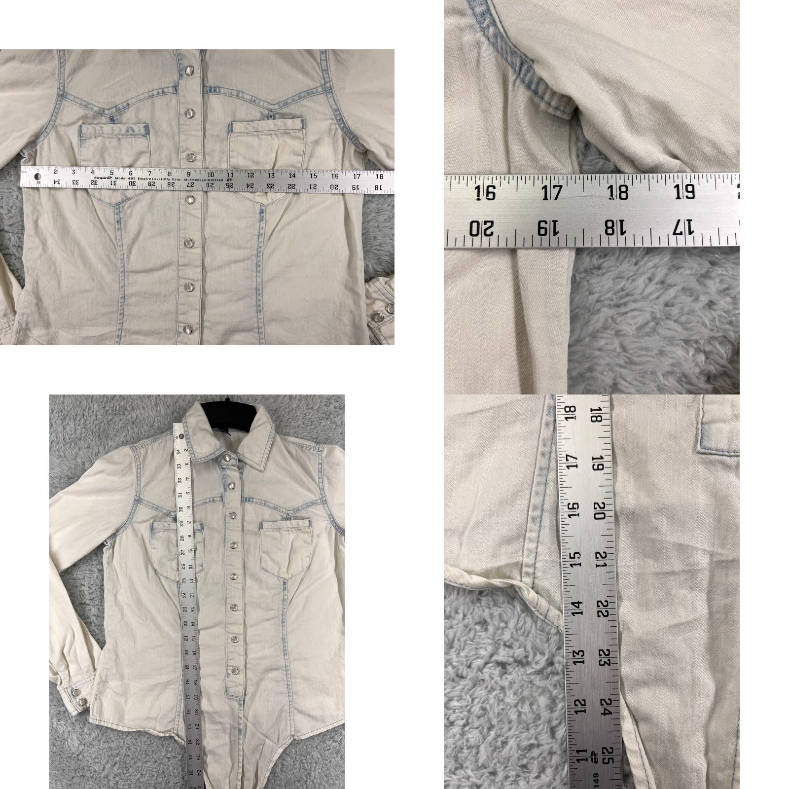 Vintage INC International Concepts Shirt Womens 2 White Denim Button-Up Casual Solid Long Sleeve Adult Small White 2 Women Size XS / US 0-2 / IT 36-38 - 8 Thumbnail