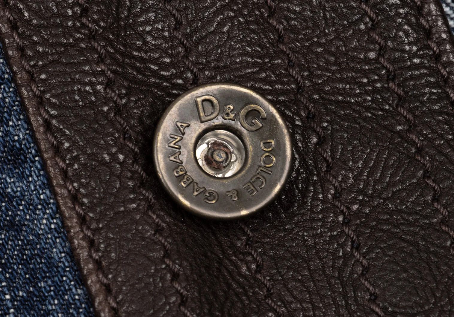 Dolce & Gabbana Cut Design Leather-Trim Denim Jacket Indigo Size M Size US M / EU 48-50 / 2 - 11 Thumbnail