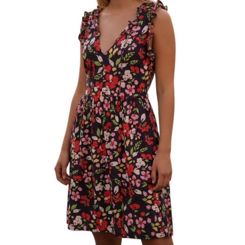 MAGGY LONDON Maggy London Navy Floral Dress Sleeveless Ruffled Sz10 Size L / US 10 / IT 46 - 1 Thumbnail