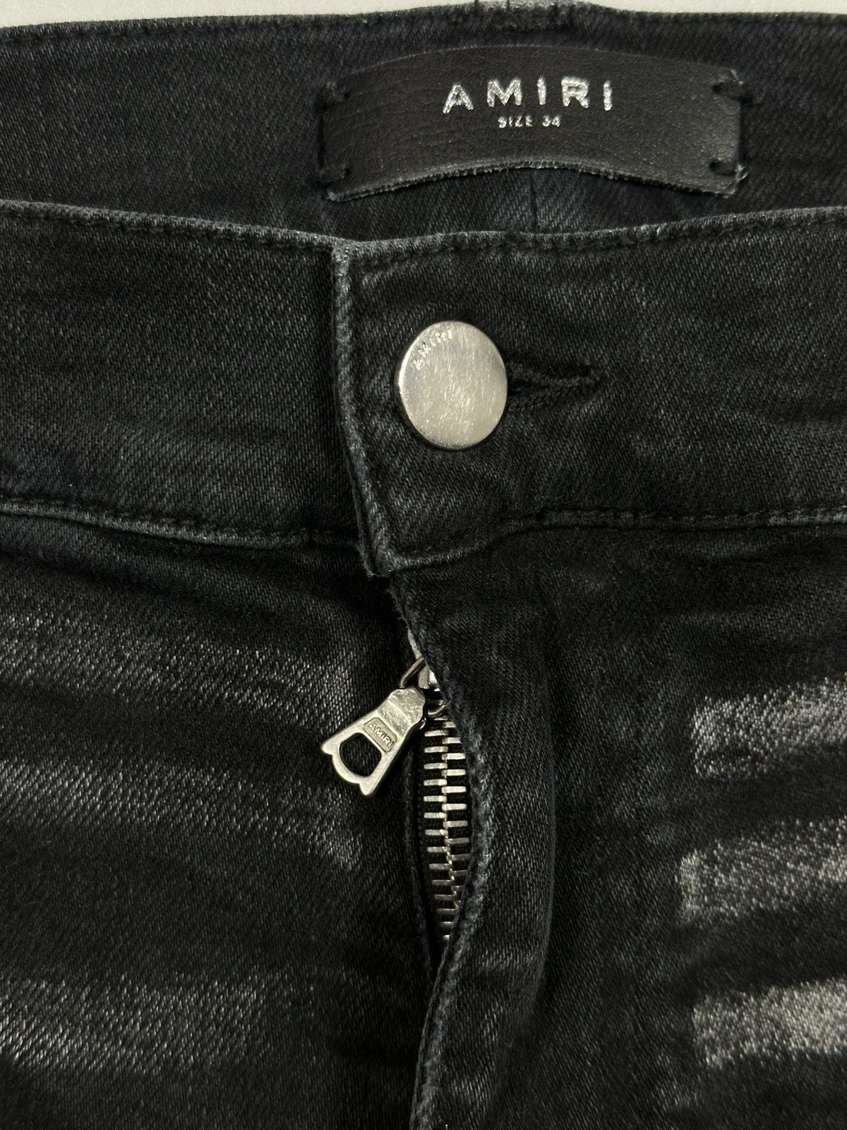 Amiri Amiri MX1 Distressed Ripped Wool Patch Black Denim Jeans Size US 34 / EU 50 - 9 Thumbnail