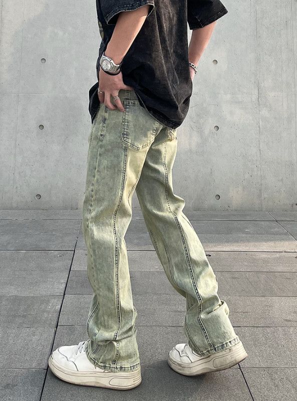 Japanese Brand High Street Men's Straight-Leg Washed Distressed Flare Jeans Size US 32 / EU 48 - 4 Thumbnail