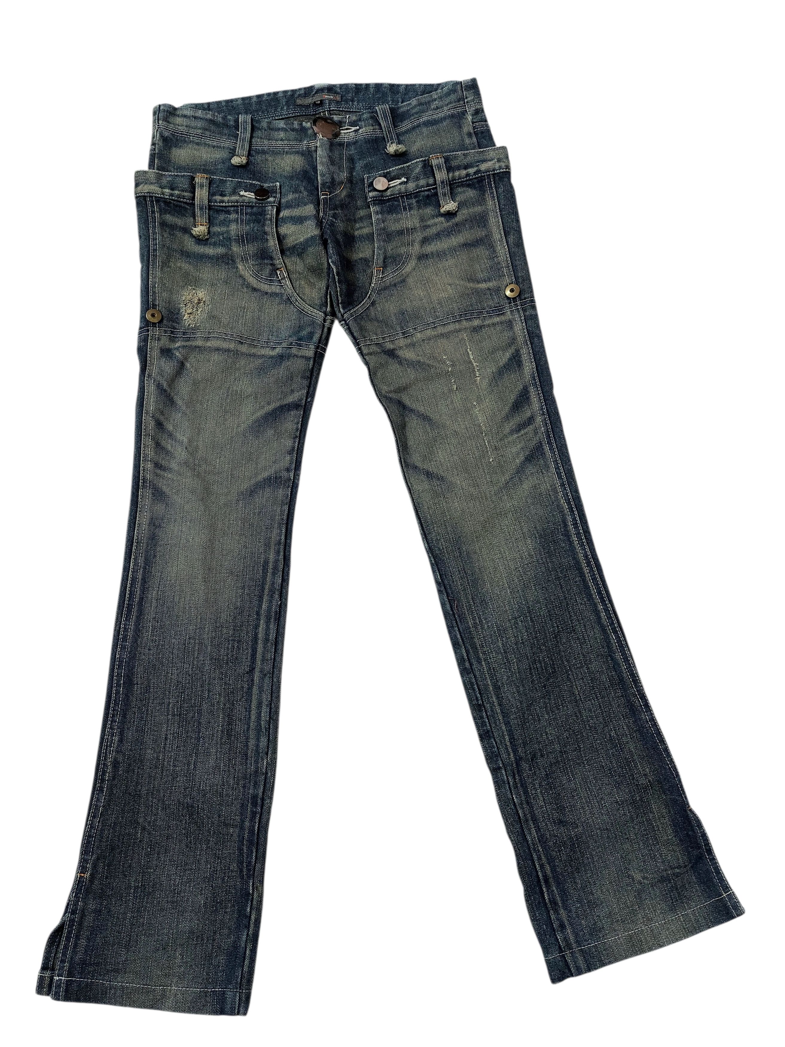 Vintage The Smork Indigo Outlaw Double Waist Jeans Size 31" - 4 Thumbnail